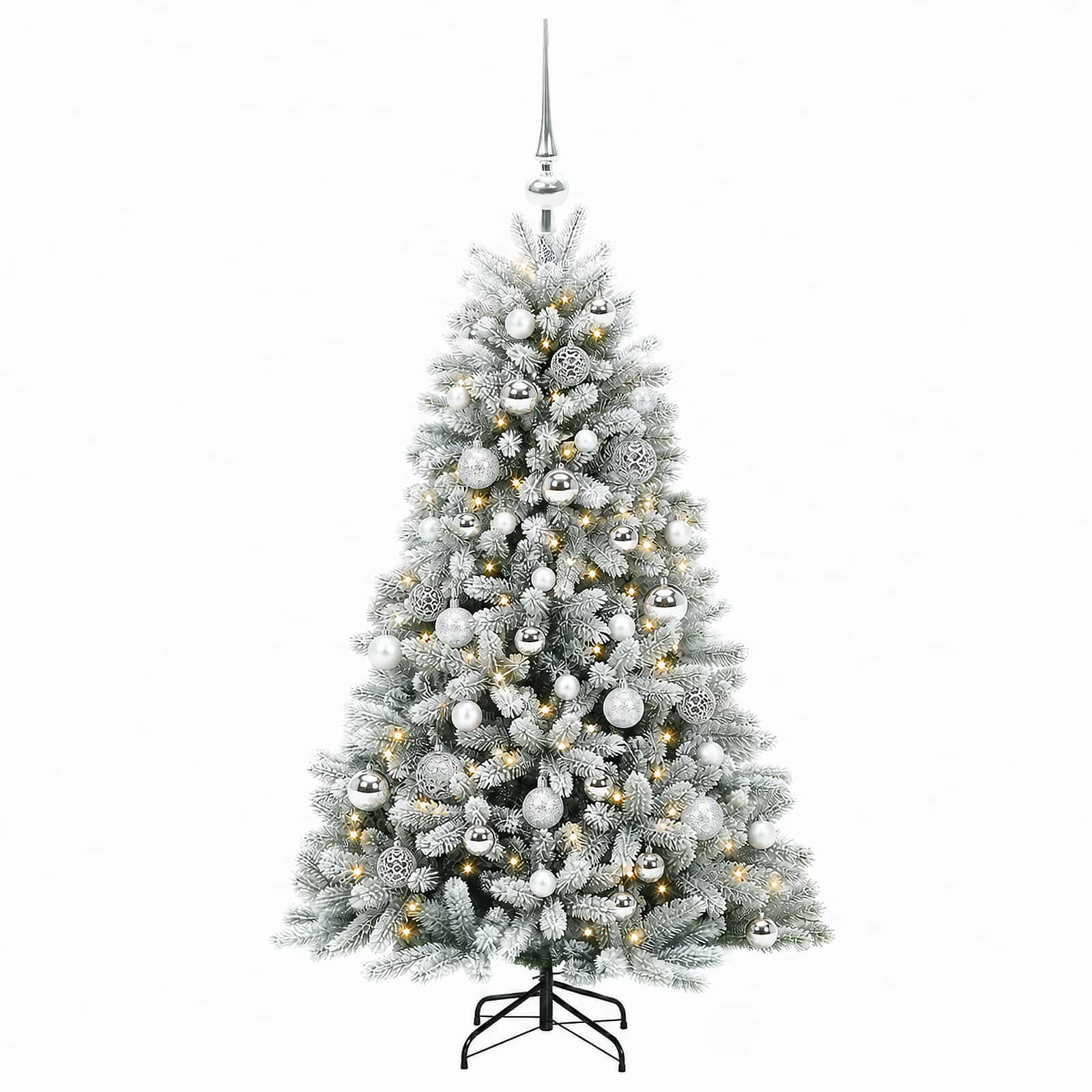 Umjetno božično drevo z okrasnimi kroglami 150 cm 150 LED