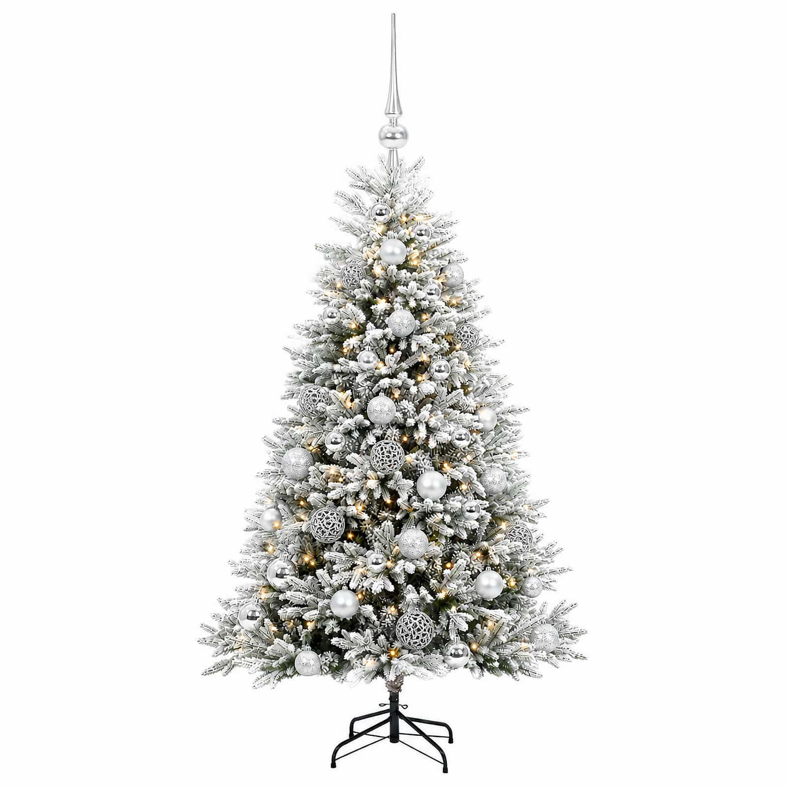Umjetno božično drevo z okrasnimi kroglami 150 cm 150 LED