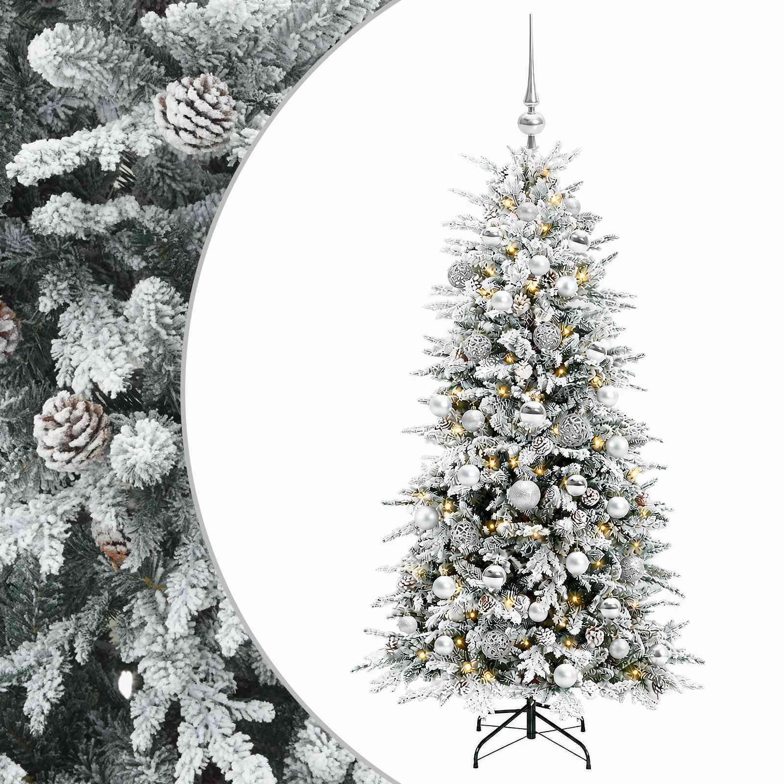 vidaXL Umelý vianočný stromček s vianočnými guľami 120 cm 150 LED