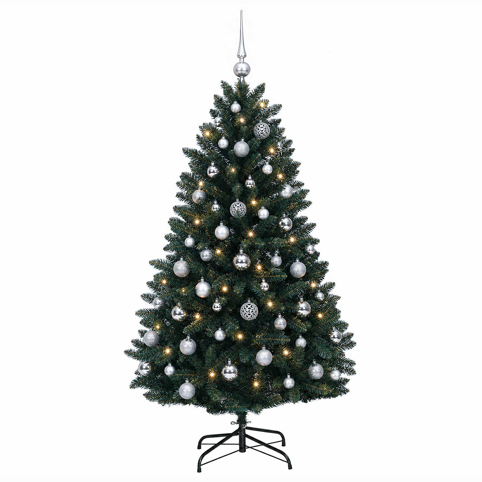 Umetna božična jelka, temno zelena, z bučko 120 cm 150 LED