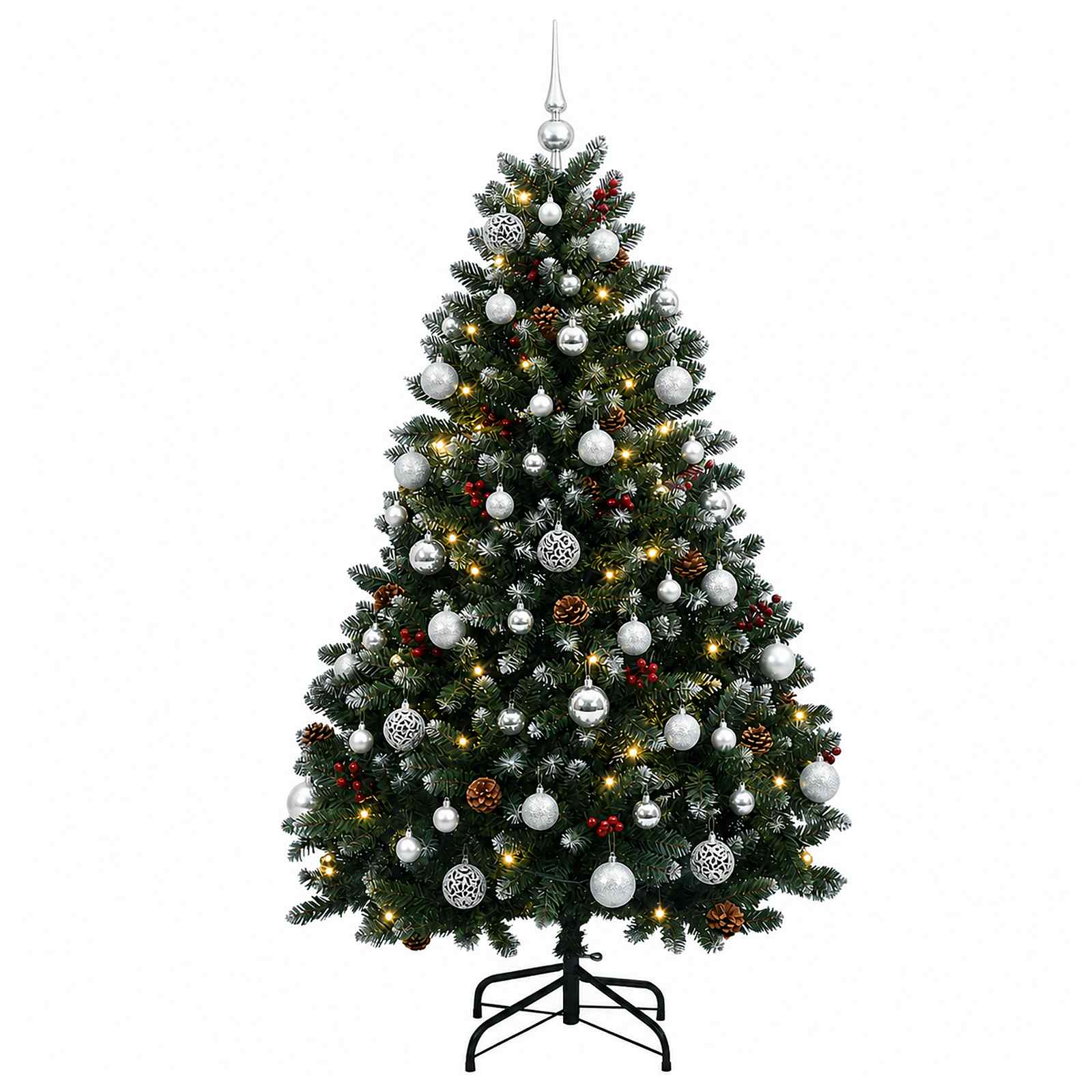 Umetna božična jelka, zelena z okraski 120 cm 150 LED