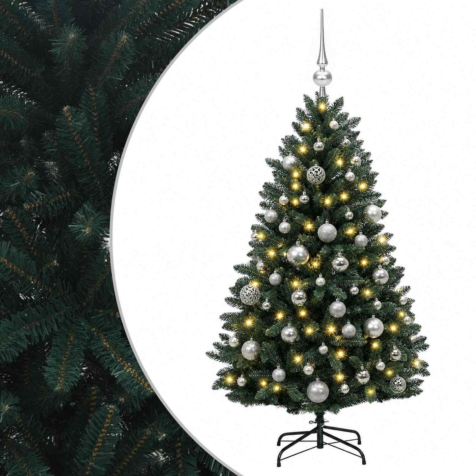 vidaXL Kunstkerstboom donkergroen met kerstballen 120 cm 150 LED's groen, foto 3
