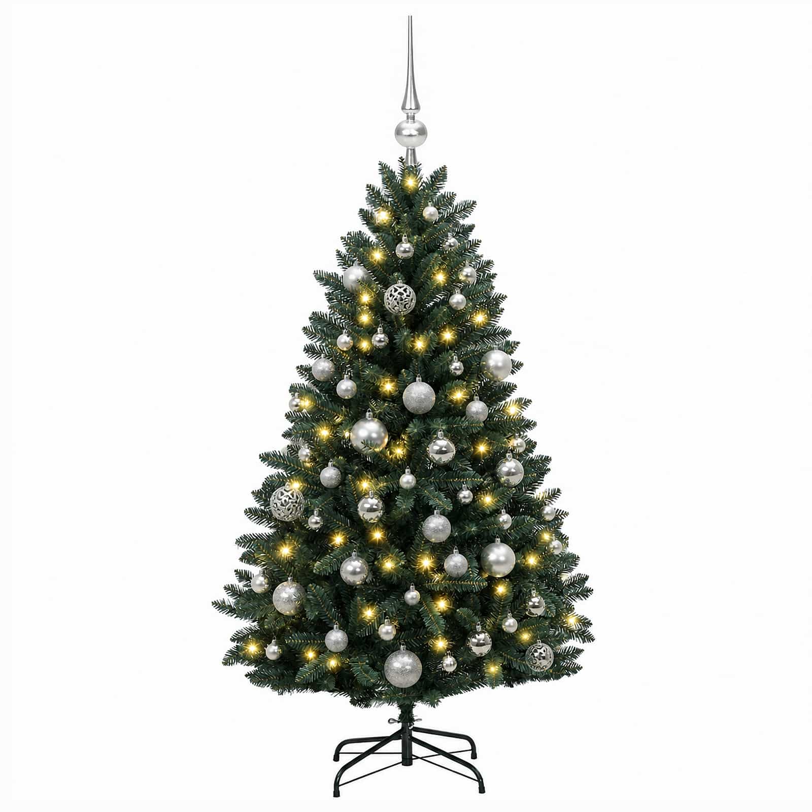 Umetno božično drevesce, temno zeleno, s kroglicami 120 cm