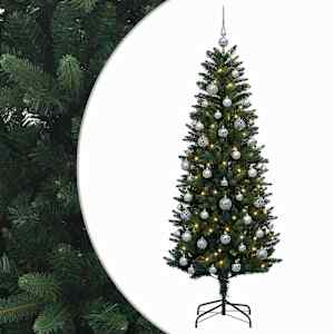 vidaXL Tehisj&otilde;ulukuusk koos kaunistustega 120 cm 150 LED-i Soe valge