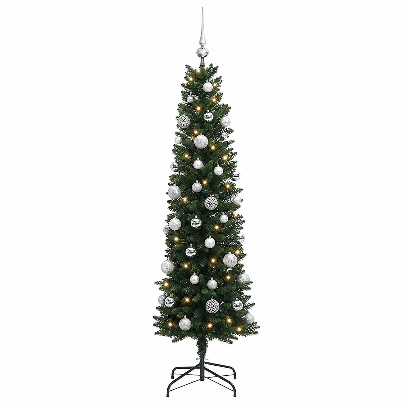 Umetno ozko božično drevesce z božično kroglico 150 cm 150 LED