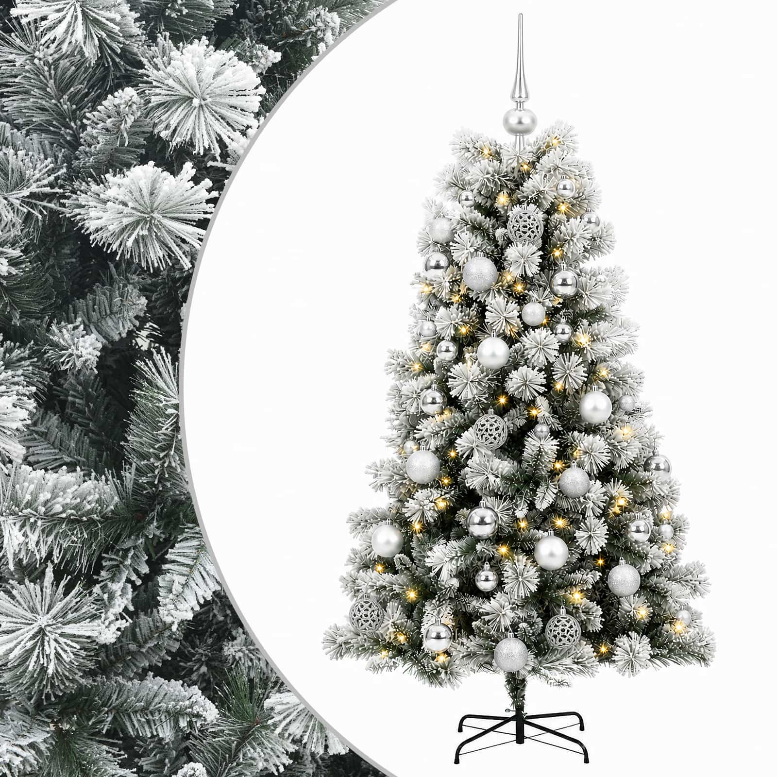 vidaXL Umelý kĺbový vianočný stromček s vianočnými guľami 150 cm