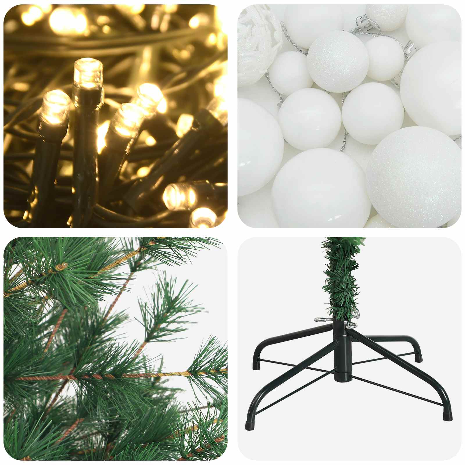 Umetna božična jelka z bučko 150 cm 150 LED Toplo bela