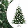 vidaXL Kunstkuusk koos j&otilde;ulukuuliga 150 cm 150 LED-i Soe valge