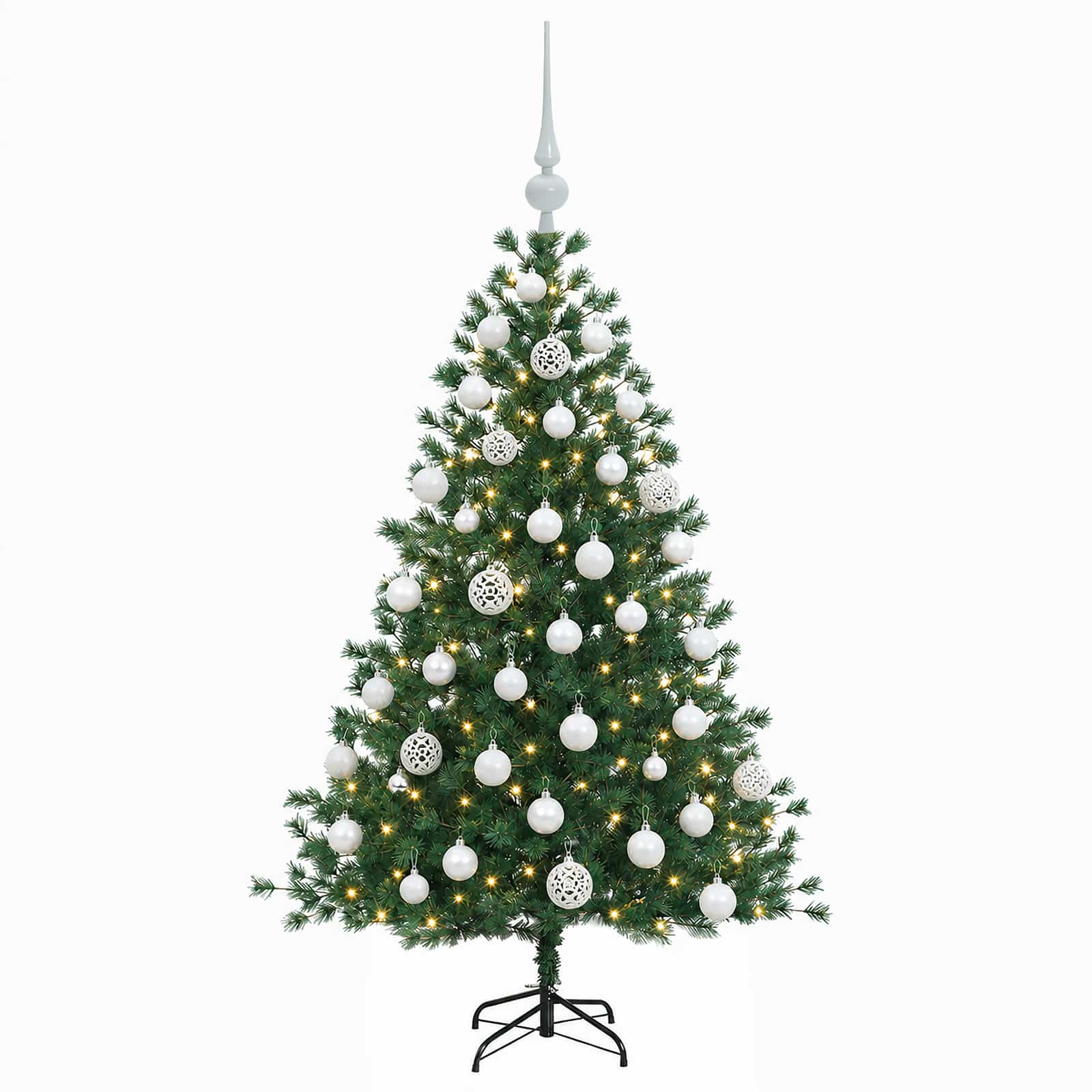 Umetna božična jelka z bučko 150 cm 150 LED Toplo bela