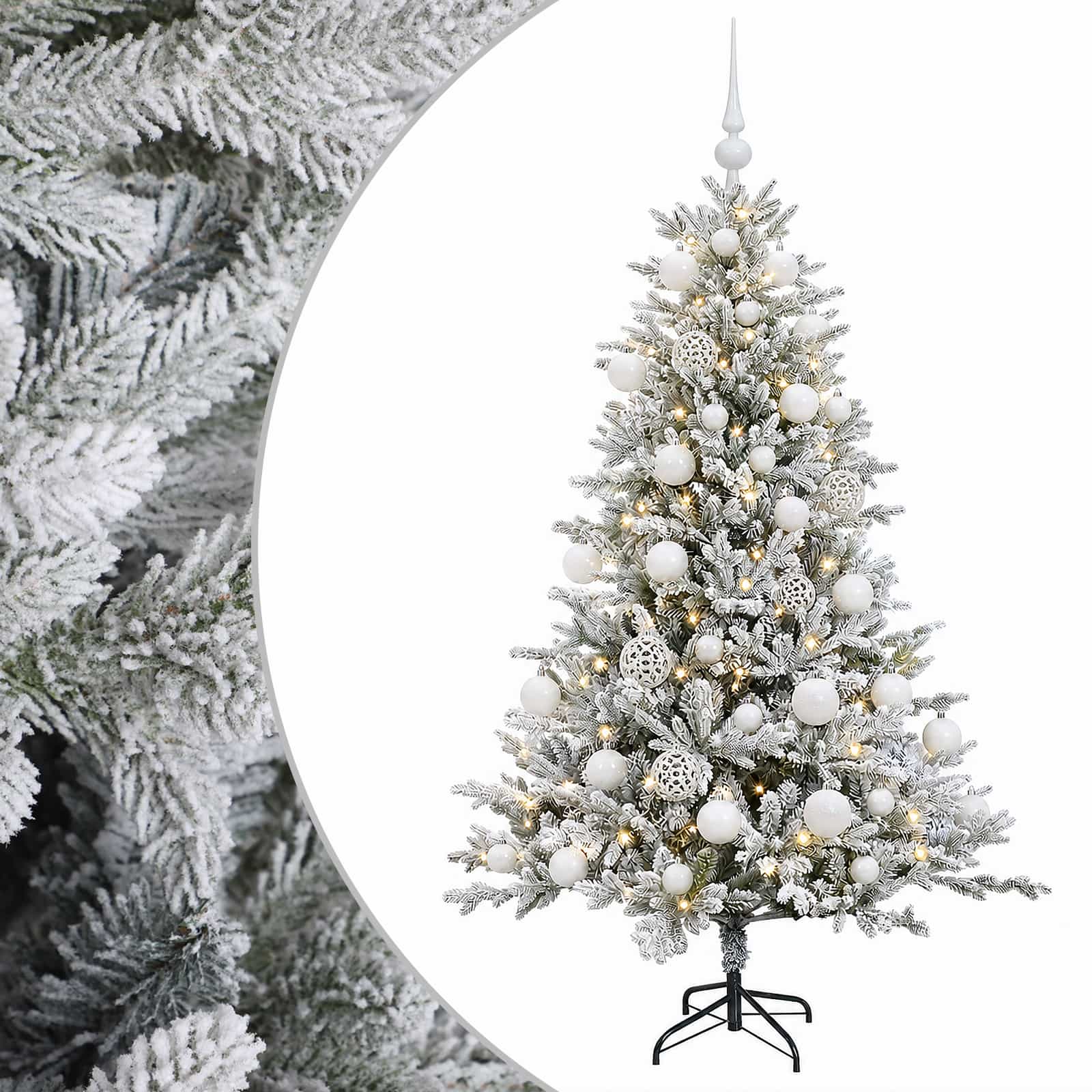 Umjetno božično drevo z okrasnimi kroglami 120 cm 150 LED