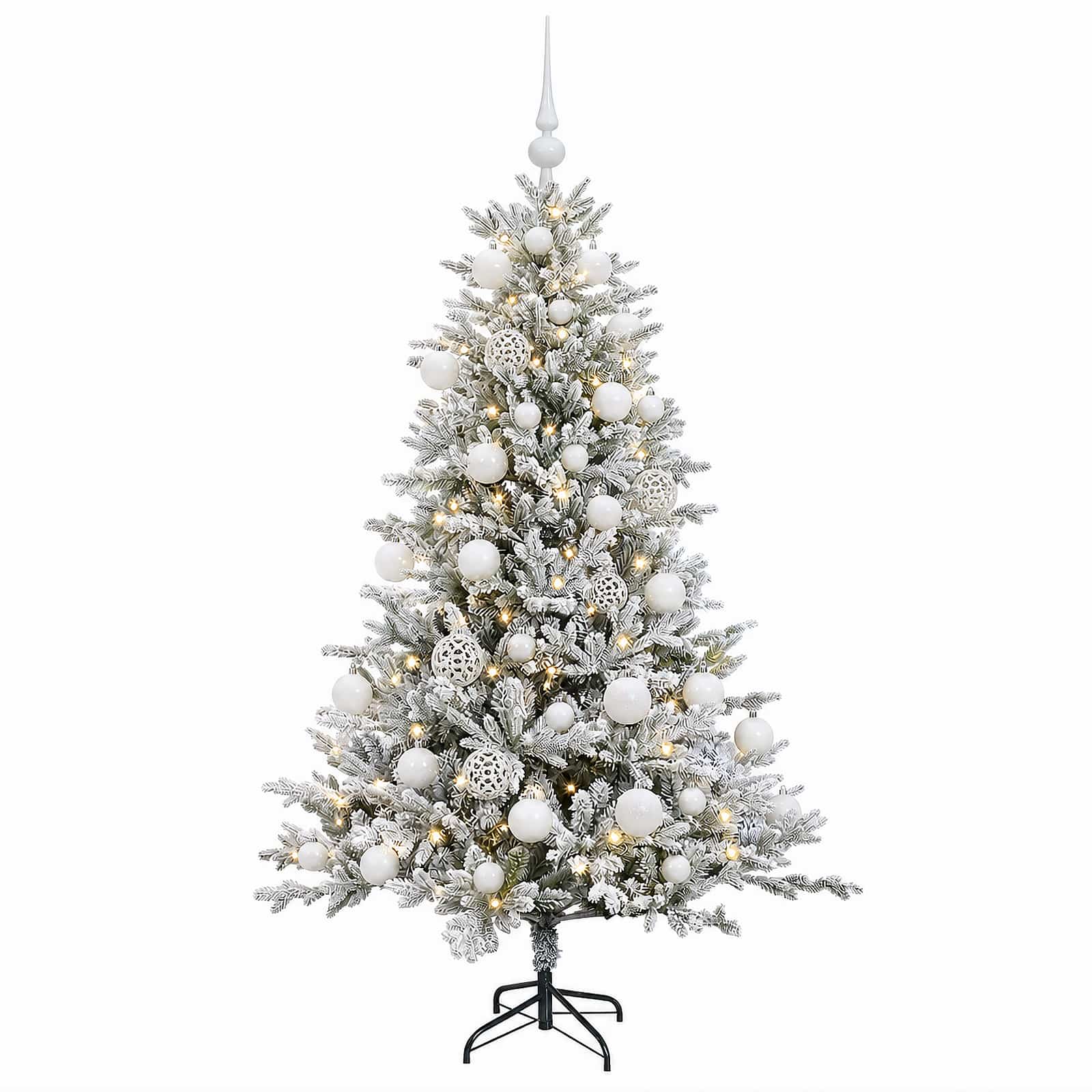 Umjetno božično drevo z okrasnimi kroglami 120 cm 150 LED