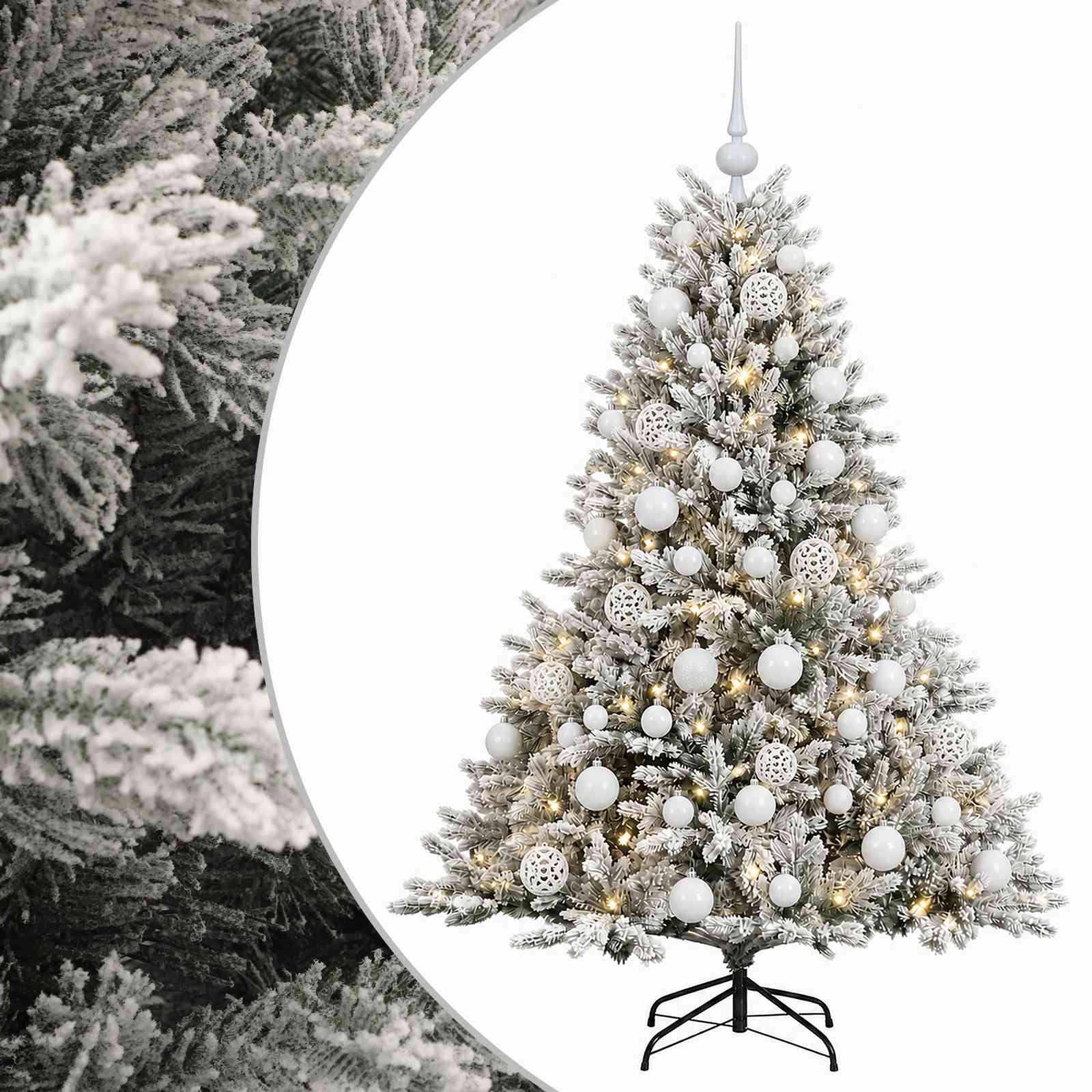 vidaXL Umelý vianočný stromček s vianočnými guľami 120 cm 150 LED