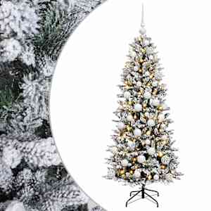 vidaXL Kunstkuusk koos j&otilde;ulukuuliga 150 cm 150 LED-i Soe valge