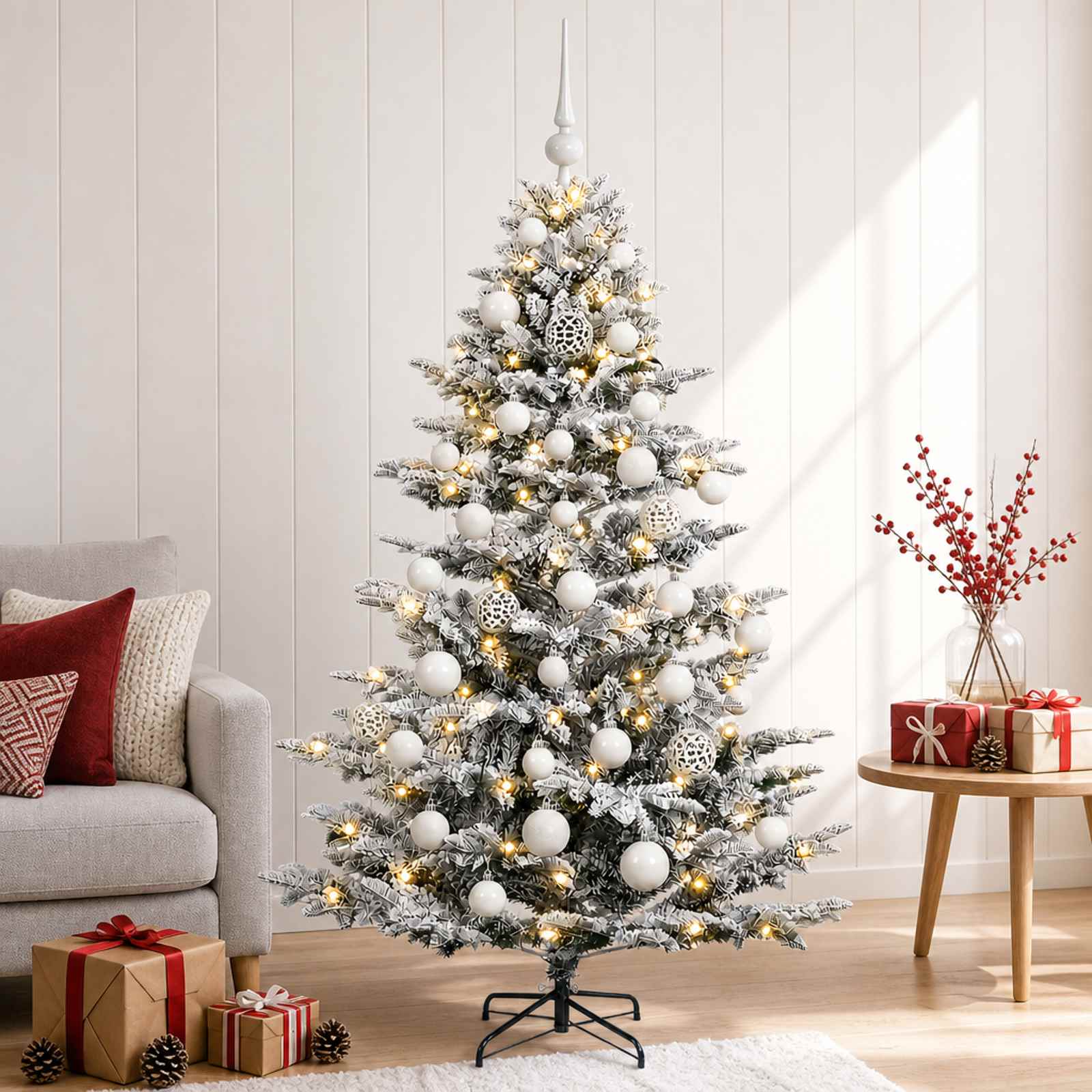 Umetna božična jelka z bučko 150 cm 150 LED Toplo bela