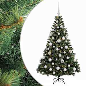 vidaXL Tehisj&otilde;ulukuusk koos kaunistustega 120 cm 150 LED-i Soe valge