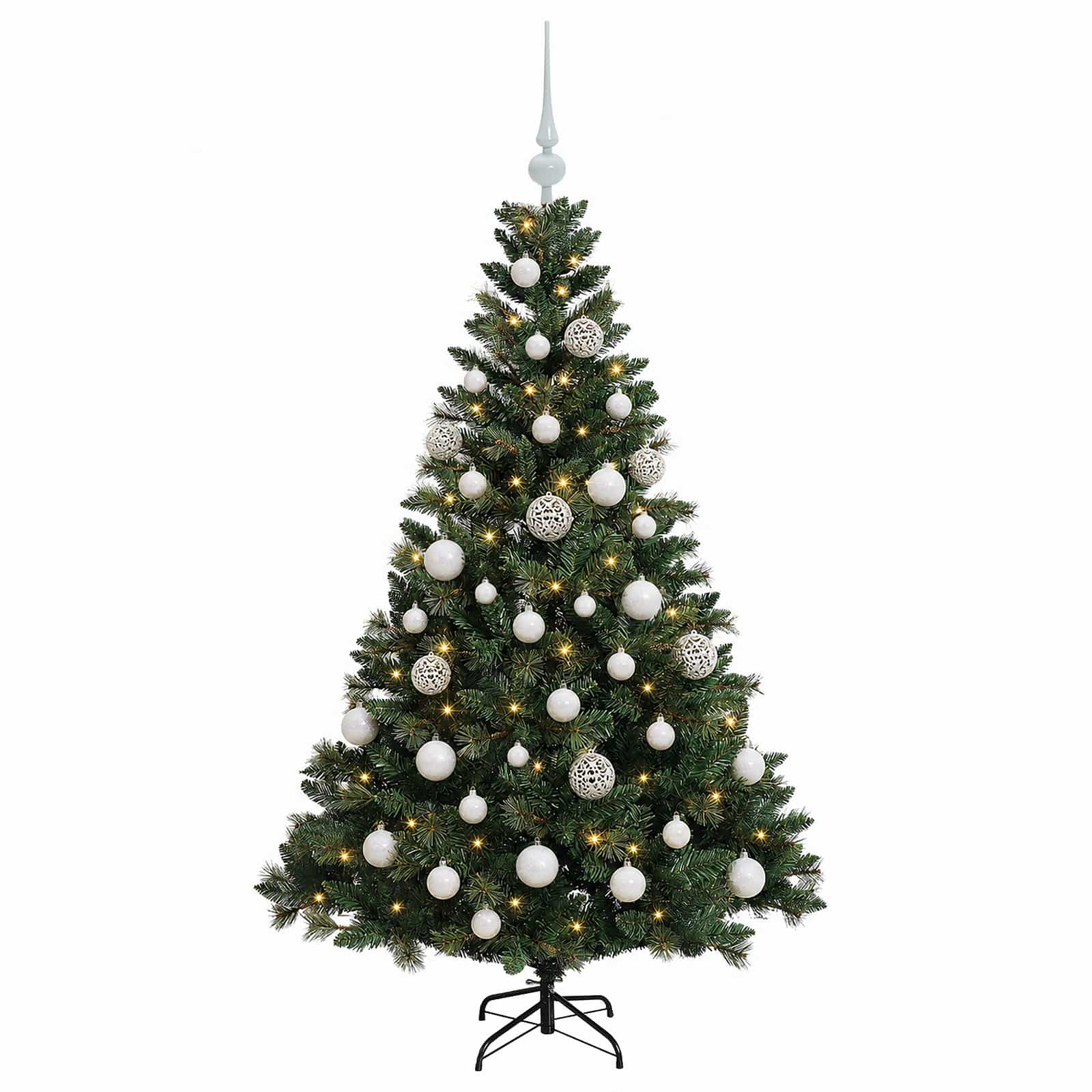 Umjetno božično drevo z okrasnimi kroglami 150 cm 150 LED