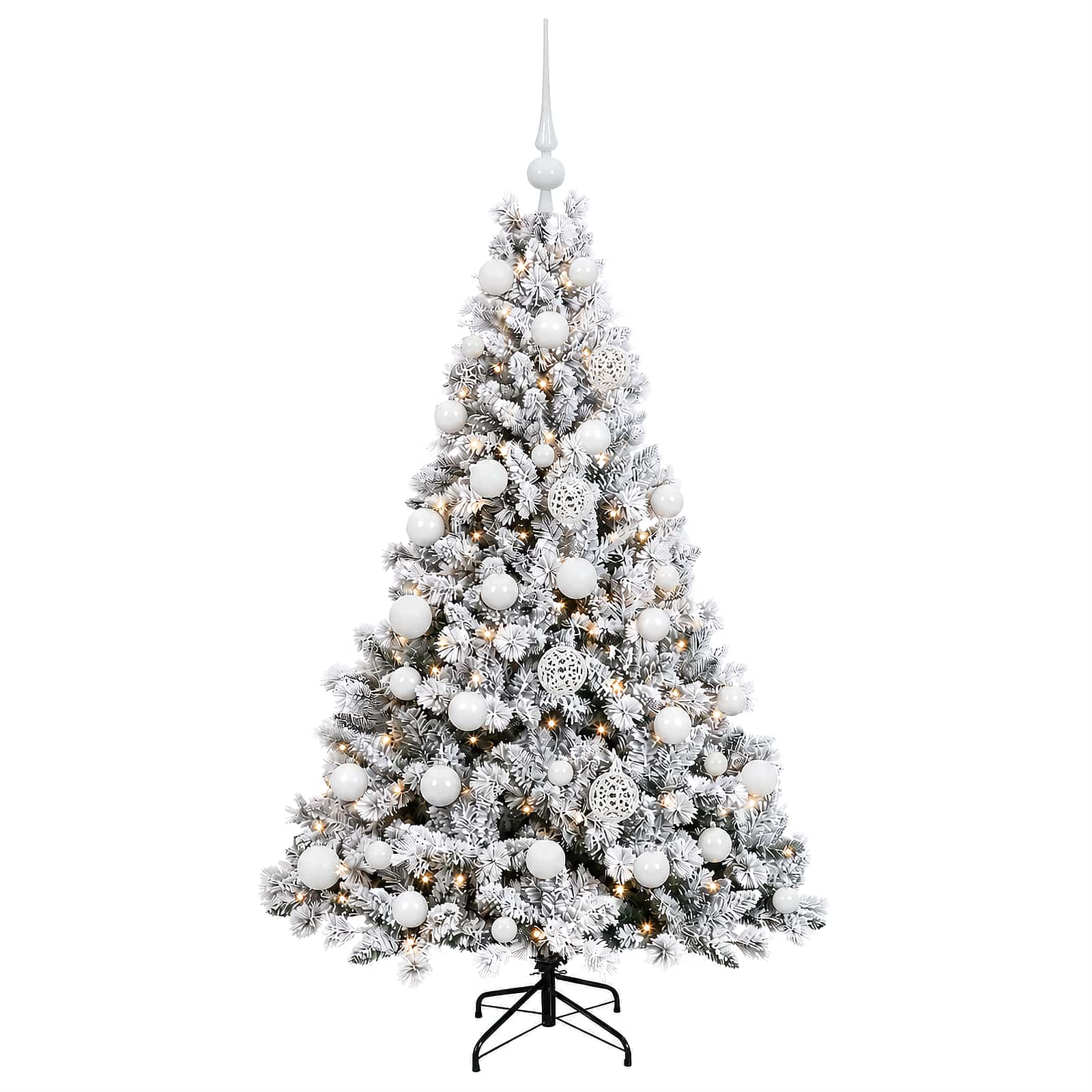 Umjetno božično drevo z okrasnimi kroglami 120 cm 150 LED