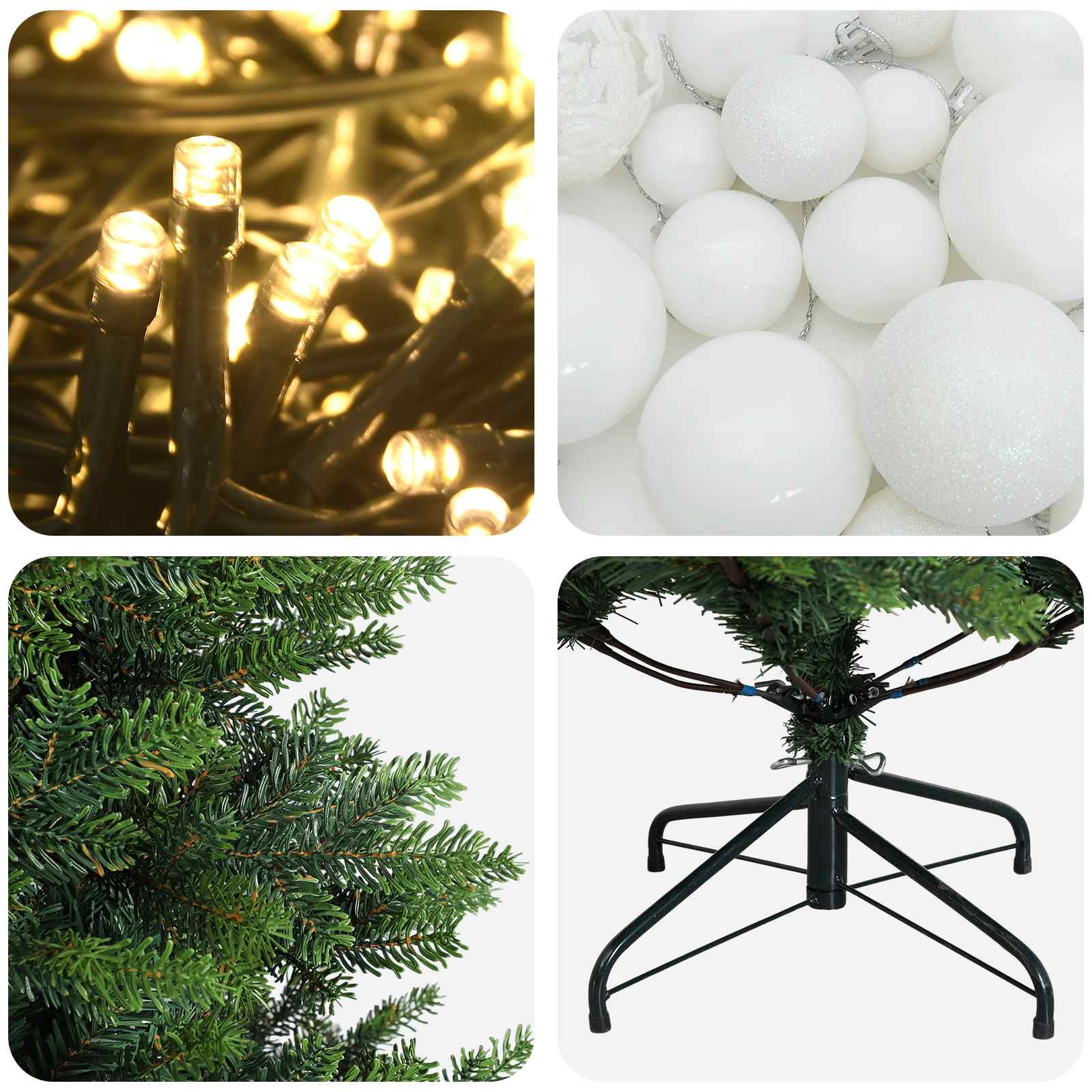 Umjetno božično drevo z okrasnimi kroglami 120 cm 150 LED