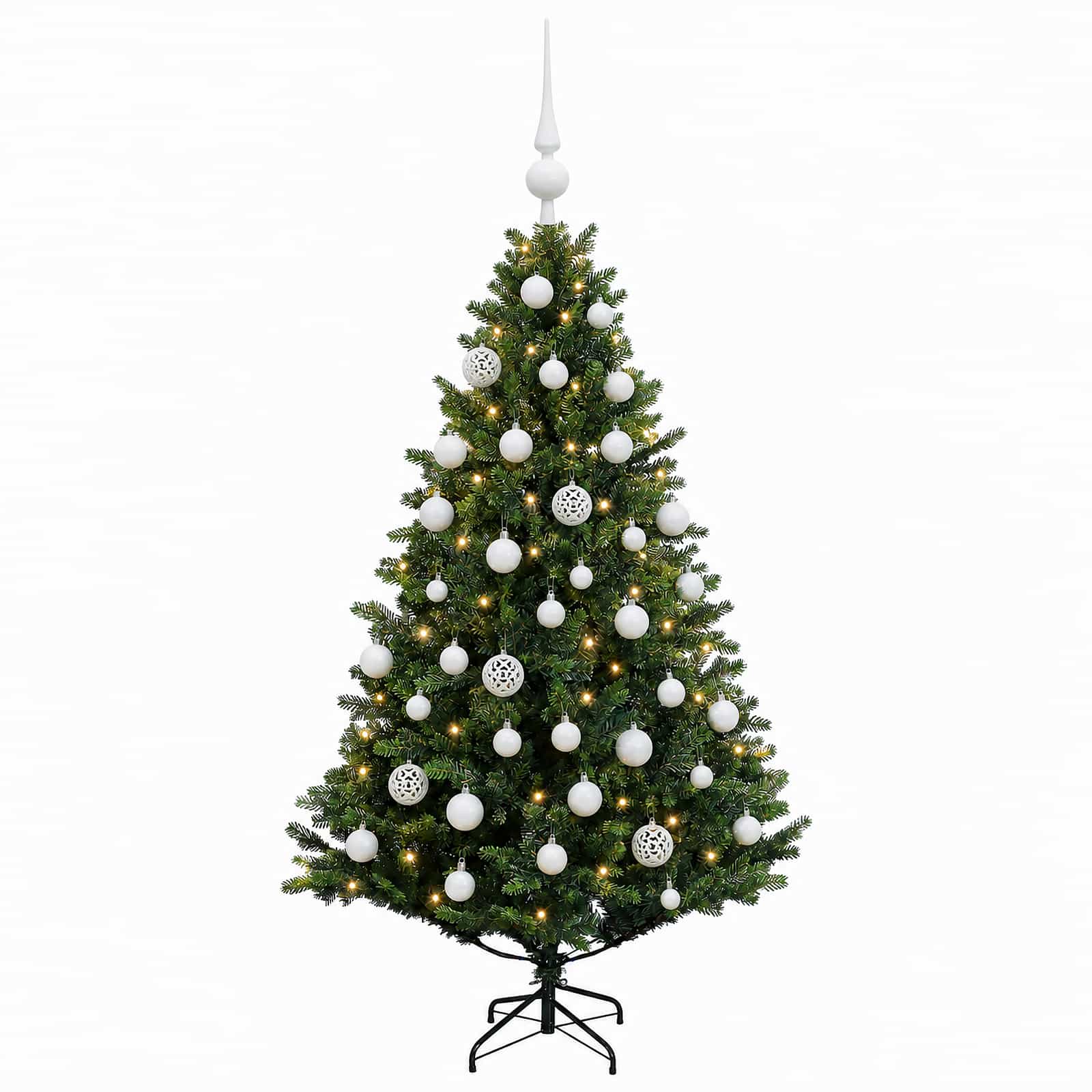 Umjetno božično drevo z okrasnimi kroglami 120 cm 150 LED