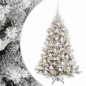 vidaXL Tehisj&otilde;ulukuusk koos kaunistustega 150 cm 150 LED-i Soe valge
