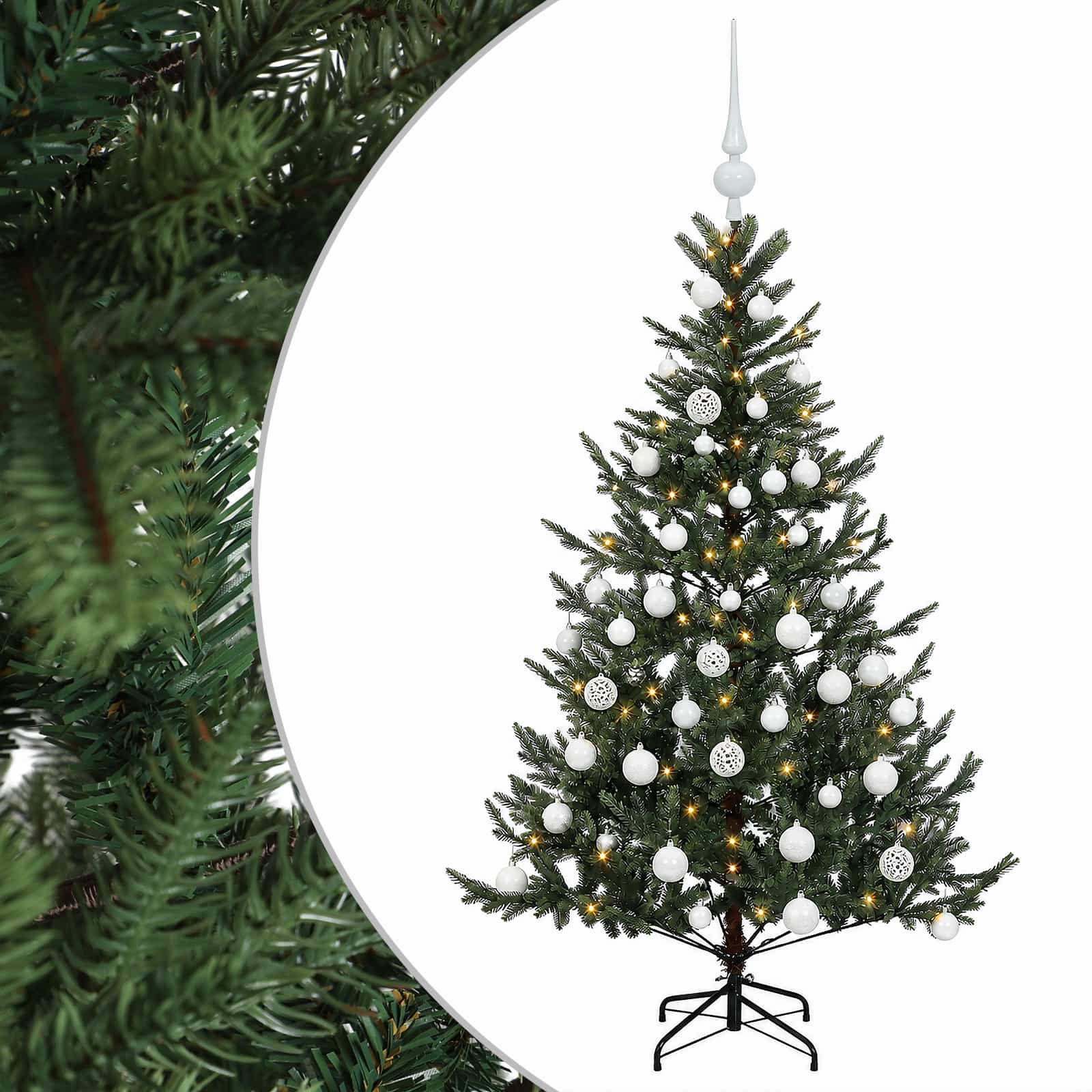 Umetna božična jelka z bučko 150 cm 150 LED Toplo bela