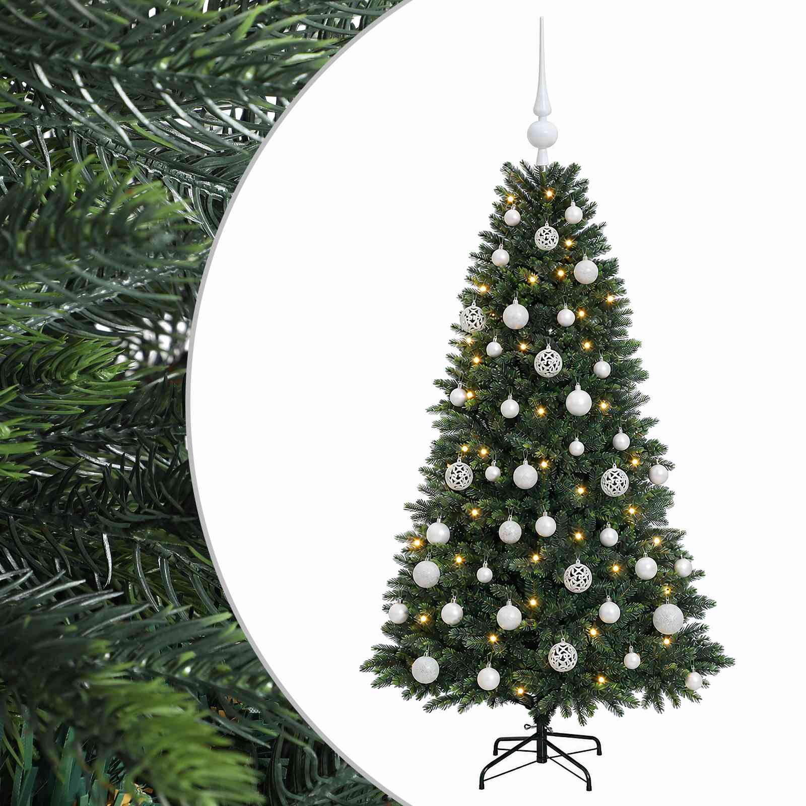 vidaXL Umelý vianočný stromček s guľami 120 cm 150 LED Teplá biela