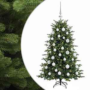 vidaXL Kunstkuusk koos j&otilde;ulukuuliga 120 cm 150 LED-i Soe valge