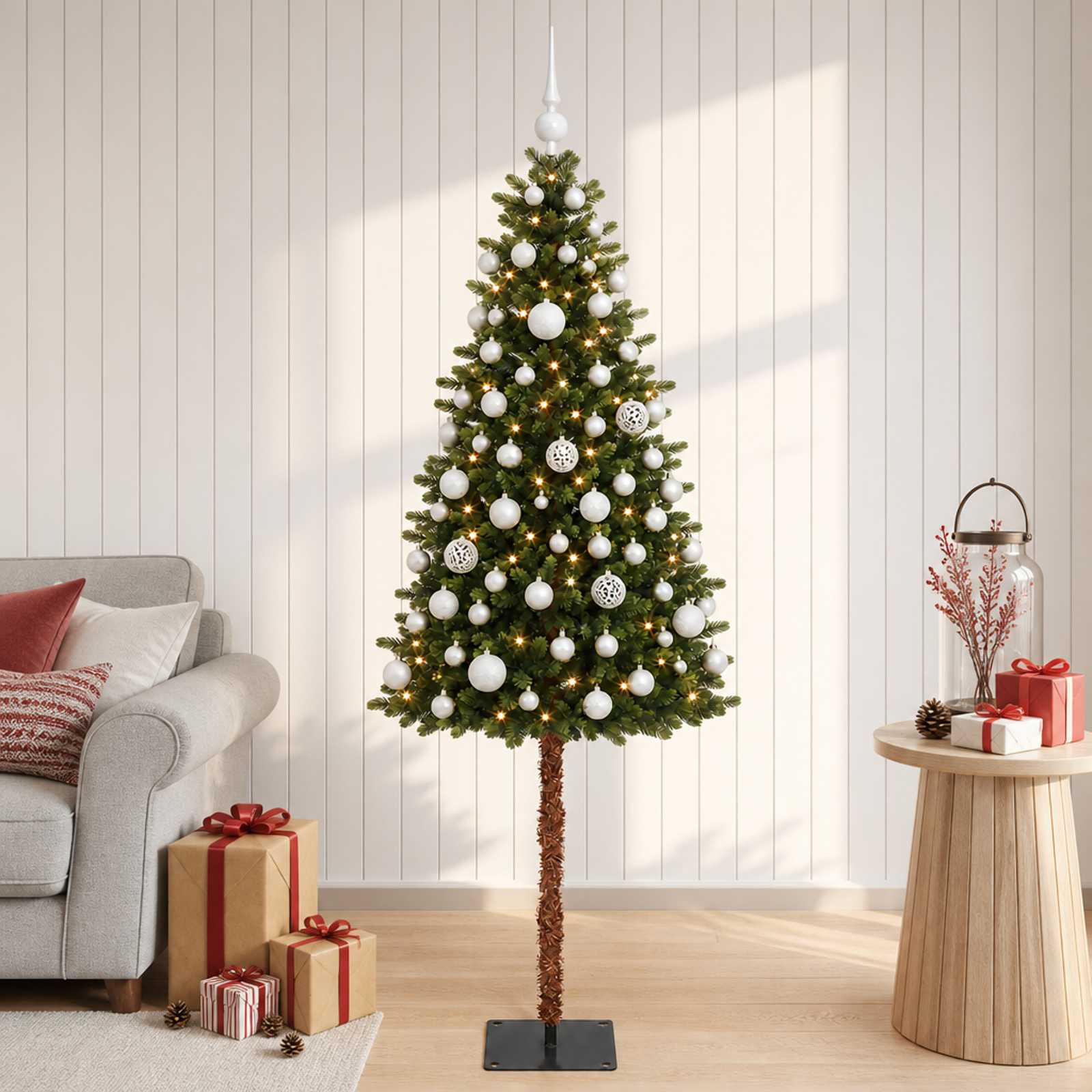 Umjetno božično drevo z okrasnimi kroglami 150 cm 150 LED