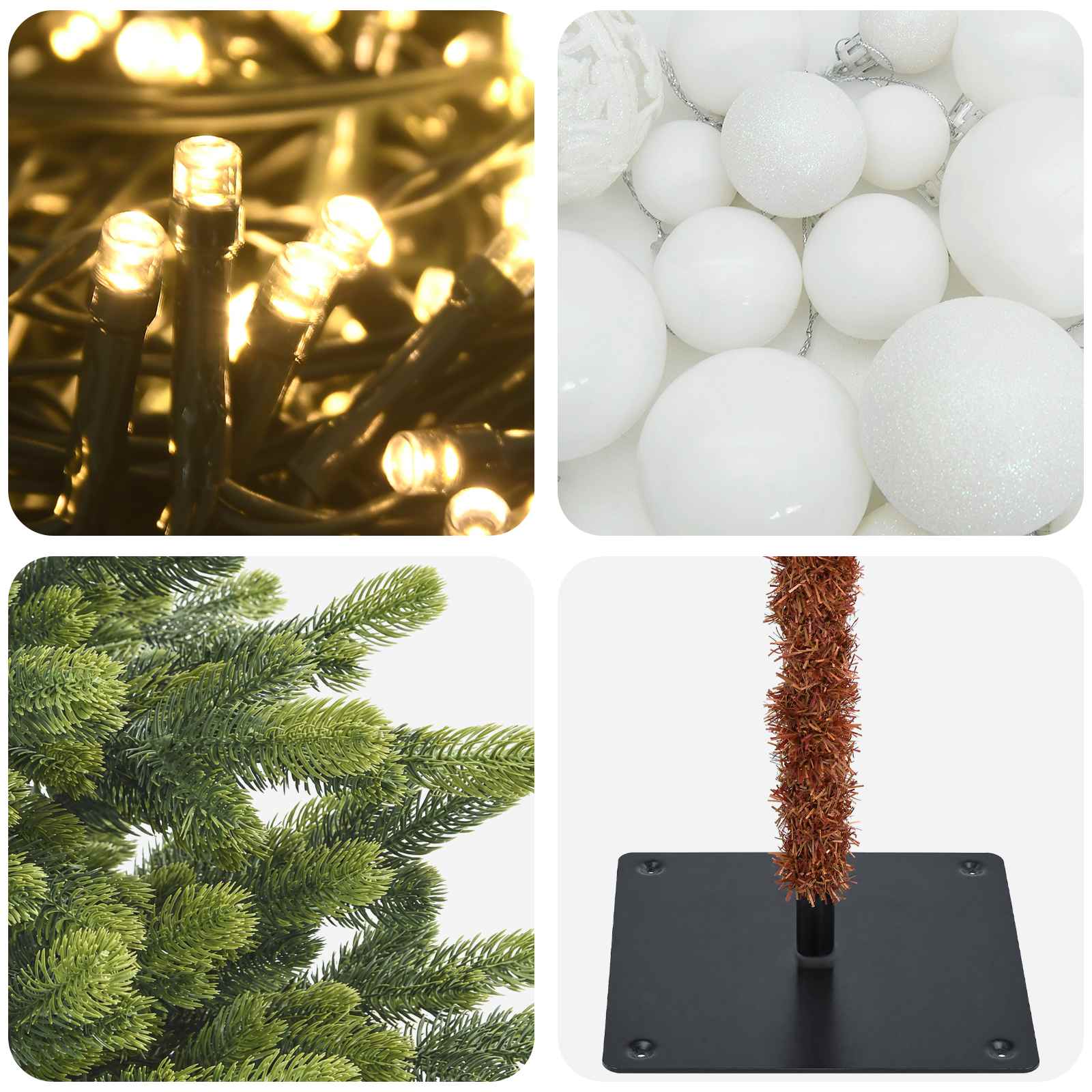 Umjetno božično drevo z okrasnimi kroglami 150 cm 150 LED