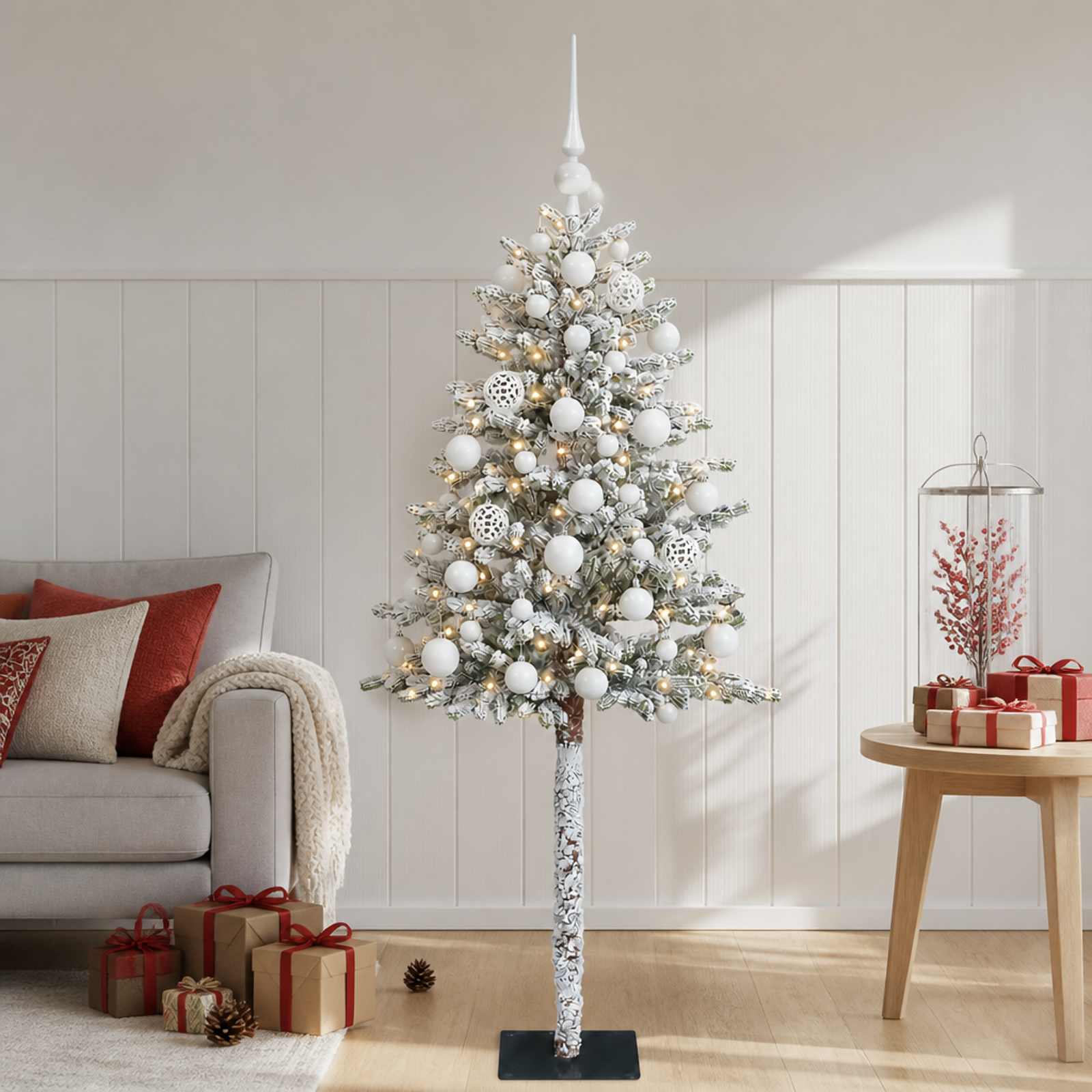 Umjetno božično drevo z okrasnimi kroglami 120 cm 150 LED