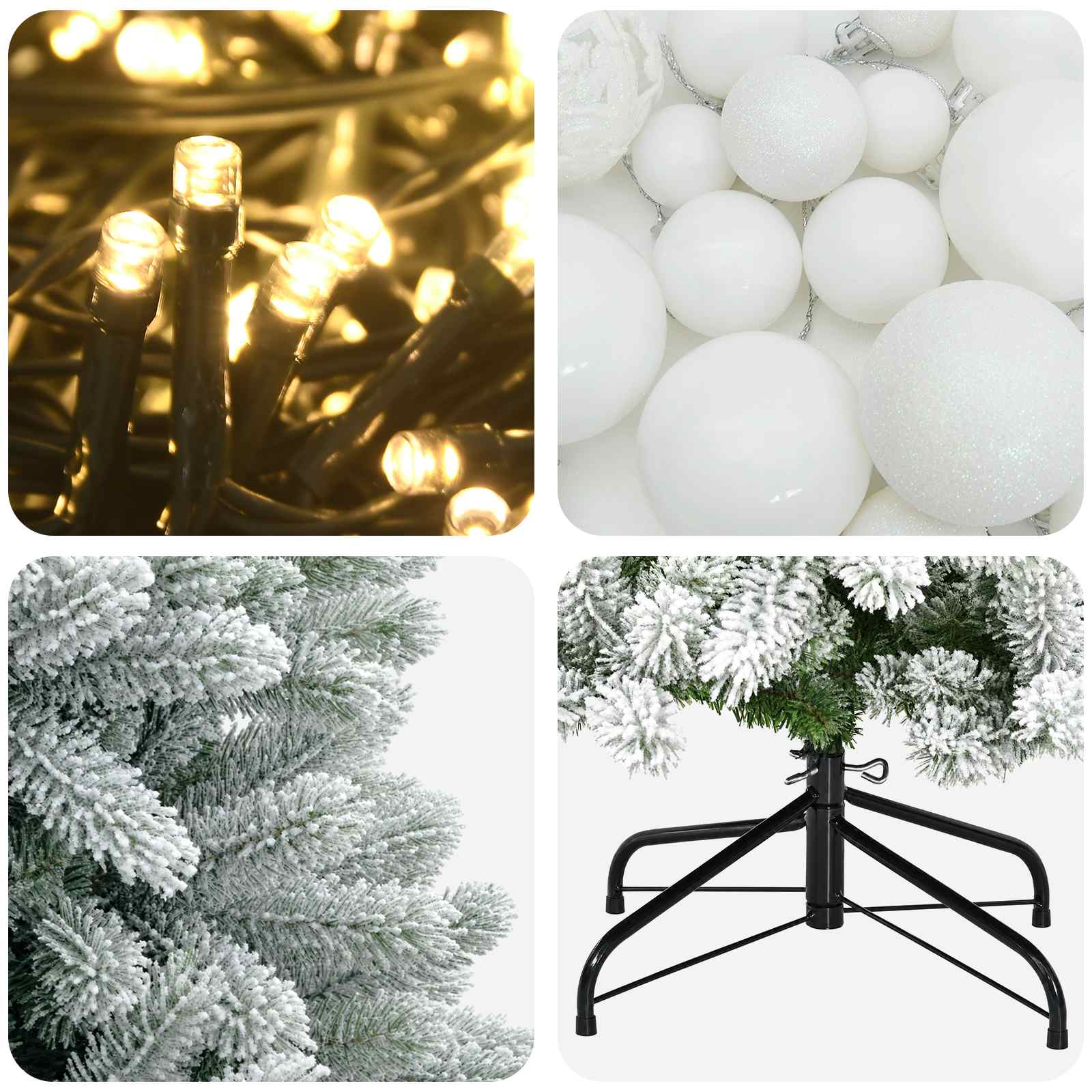 Umjetno božično drevo z okrasnimi kroglami 150 cm 150 LED