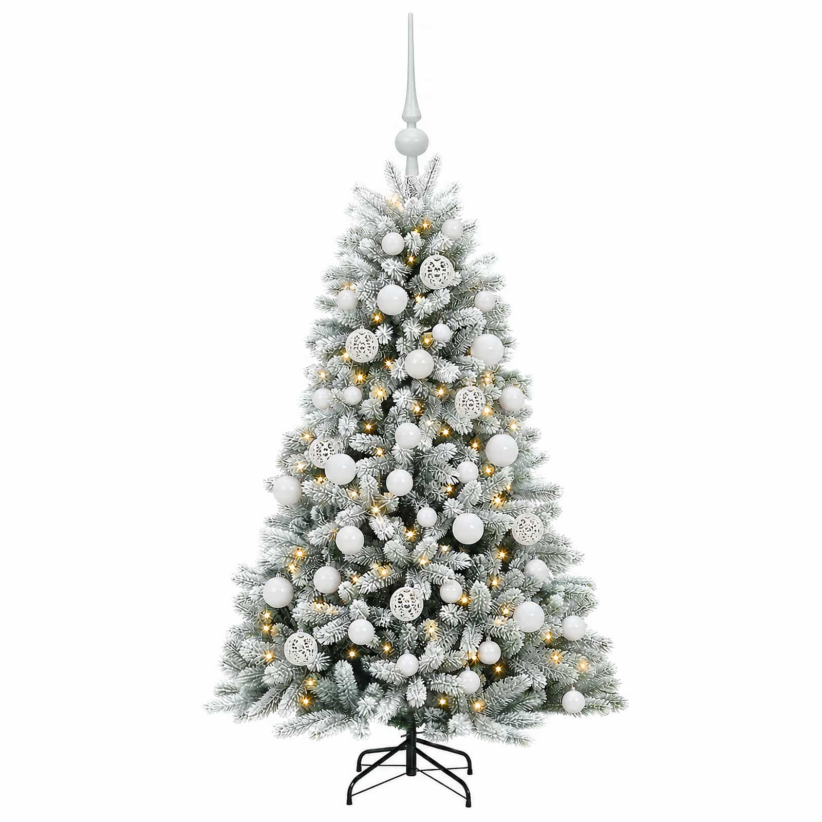 Umjetno božično drevo z okrasnimi kroglami 150 cm 150 LED