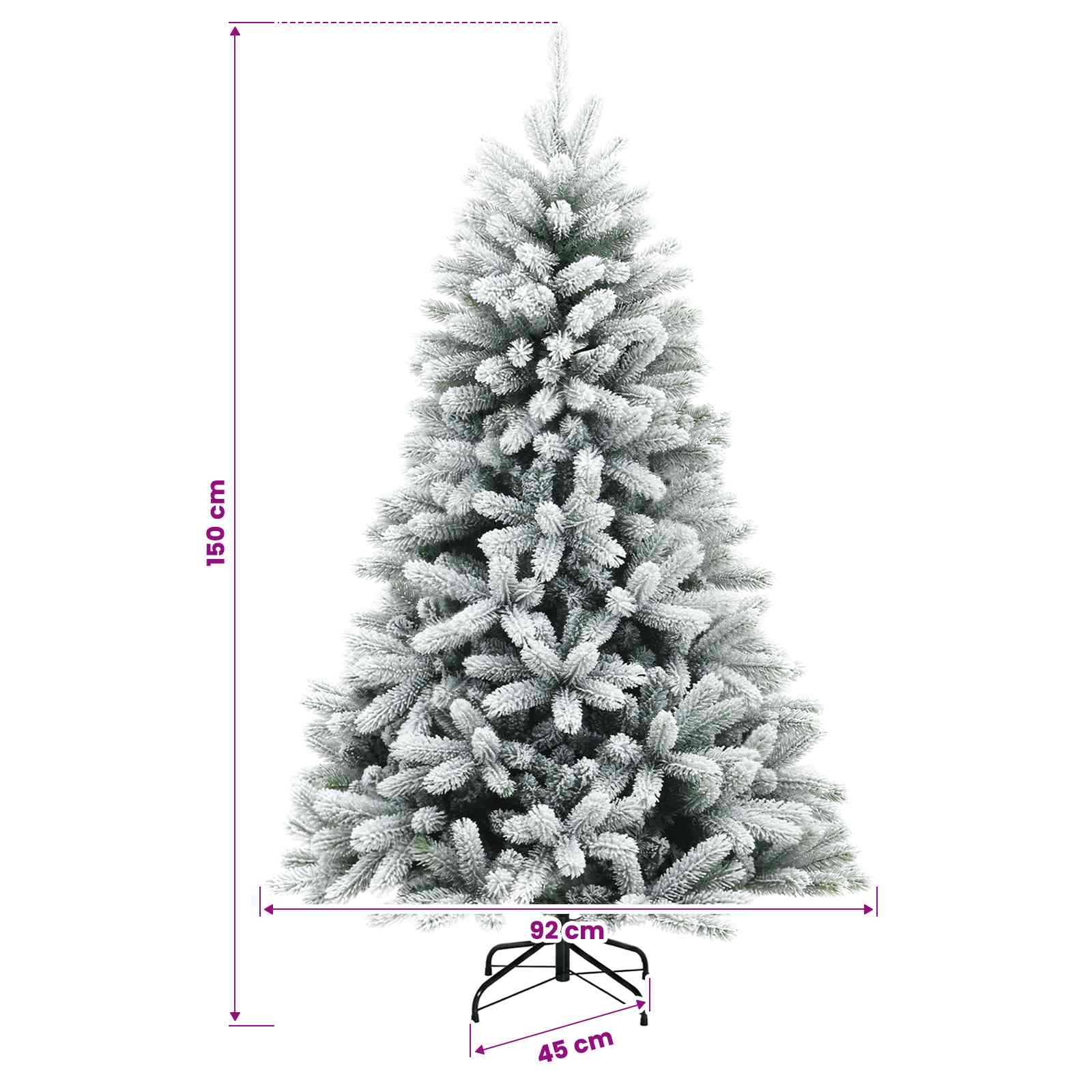 Umjetno božično drevo z okrasnimi kroglami 150 cm 150 LED