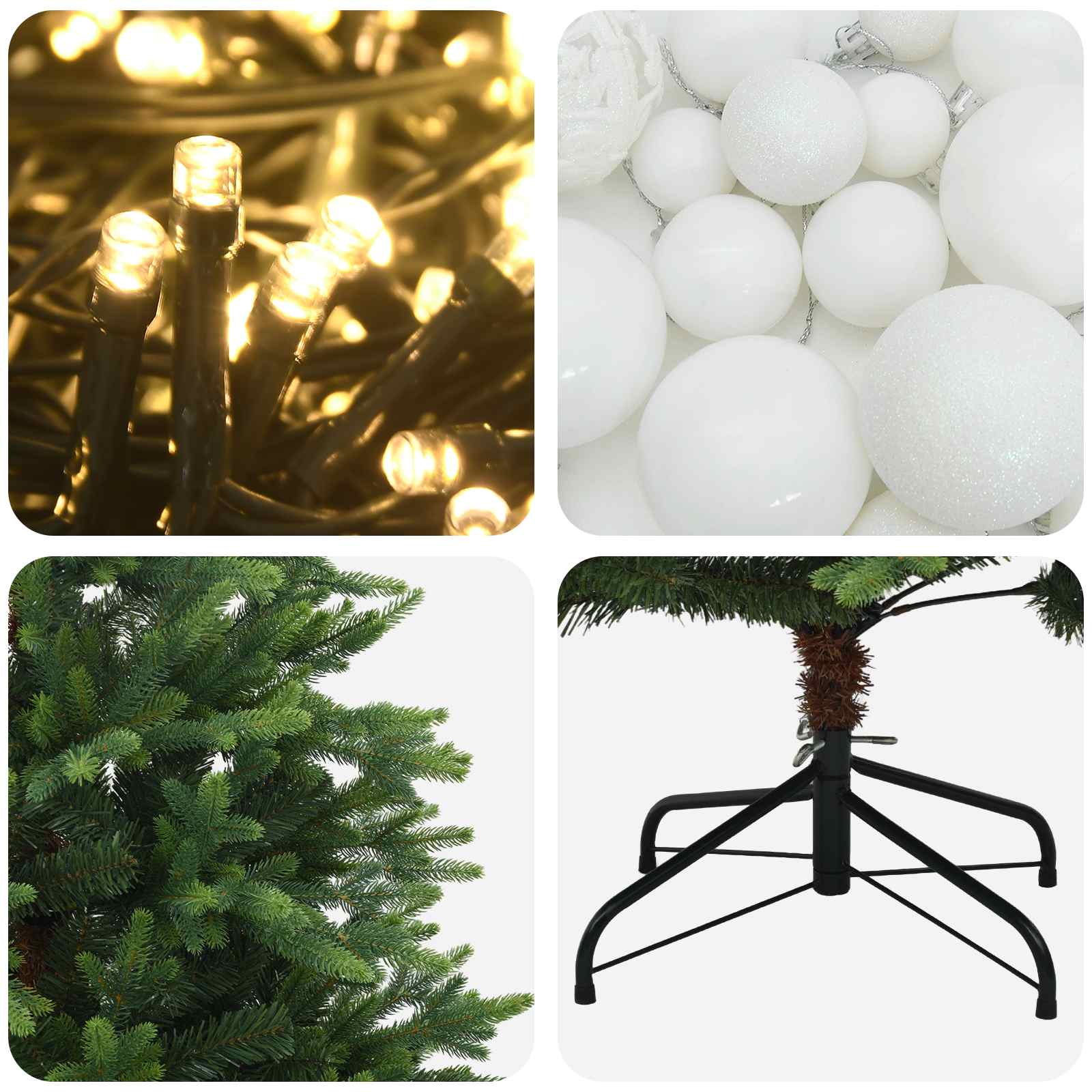 Umjetno božično drevo z okrasnimi kroglami 150 cm 150 LED