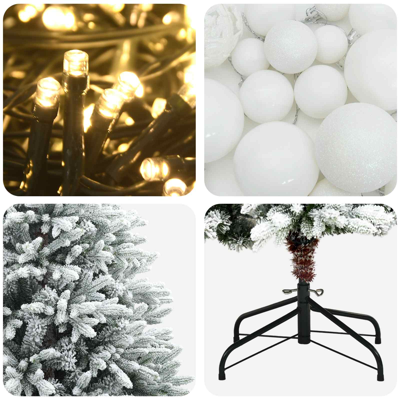 Umjetno božično drevo z okrasnimi kroglami 150 cm 150 LED