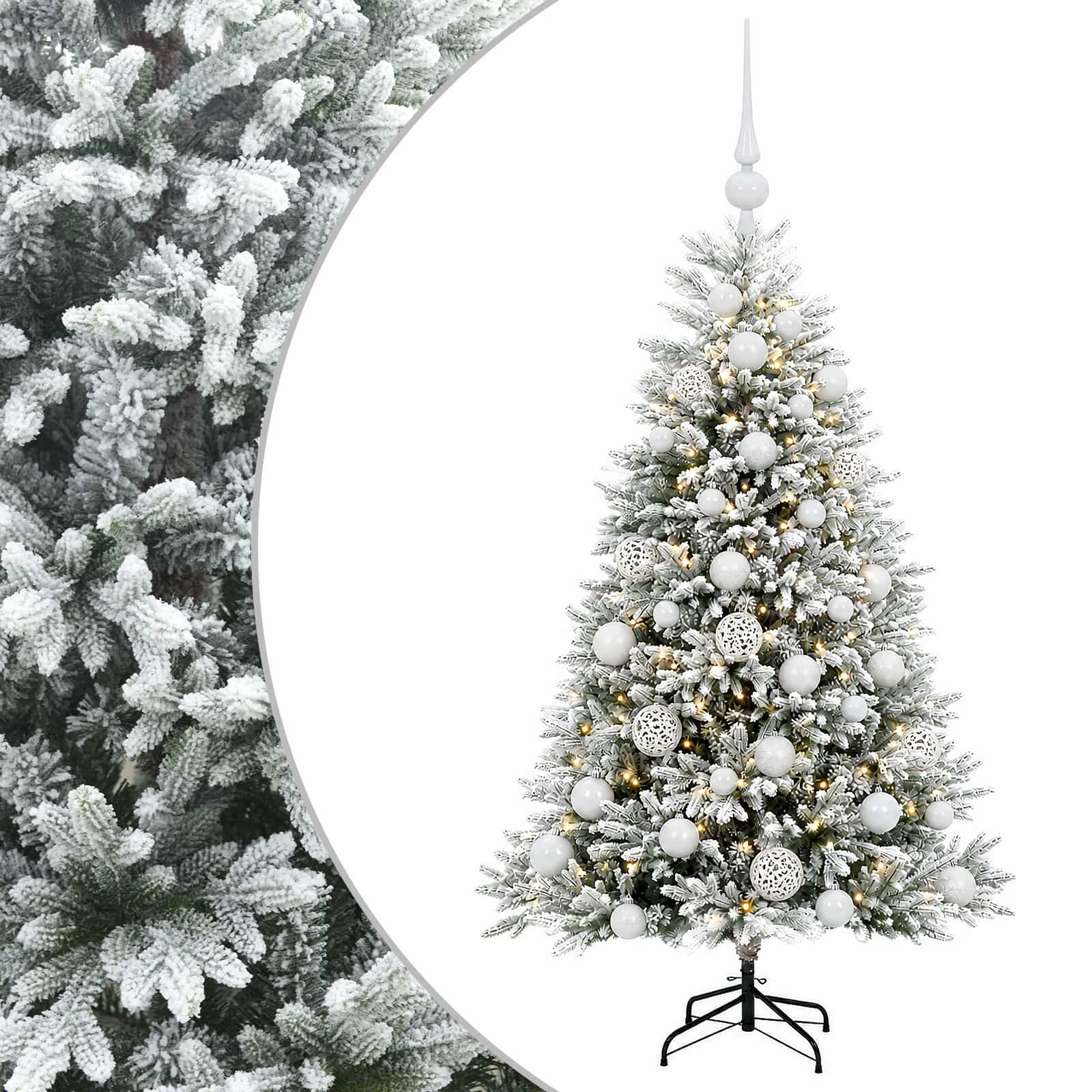 vidaXL Brad de Crăciun artificial cu globuri 150 cm 150 LED-uri