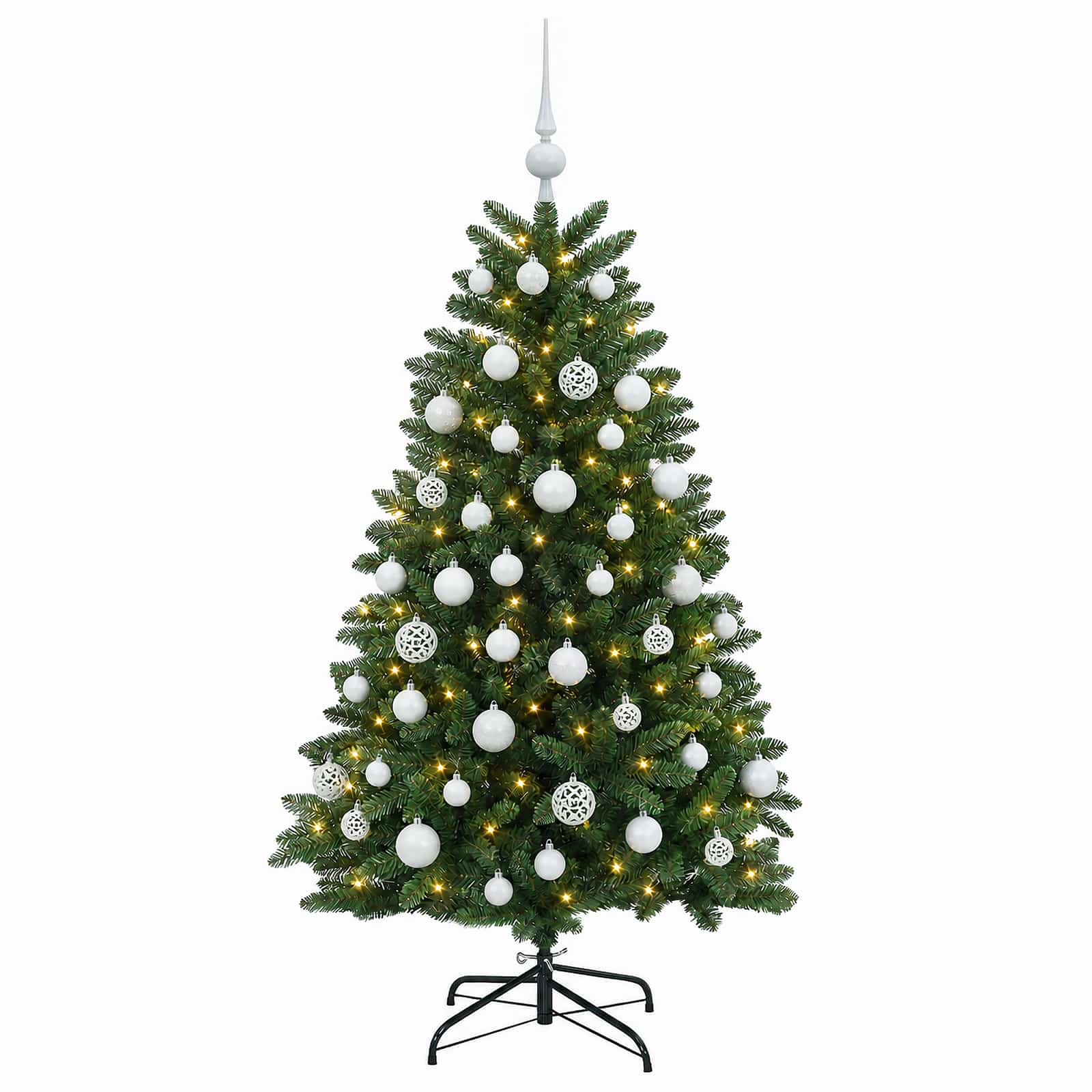 vidaXL Kunstkerstboom middengroen met kerstbal 150 cm 150 LED's groen, foto 4