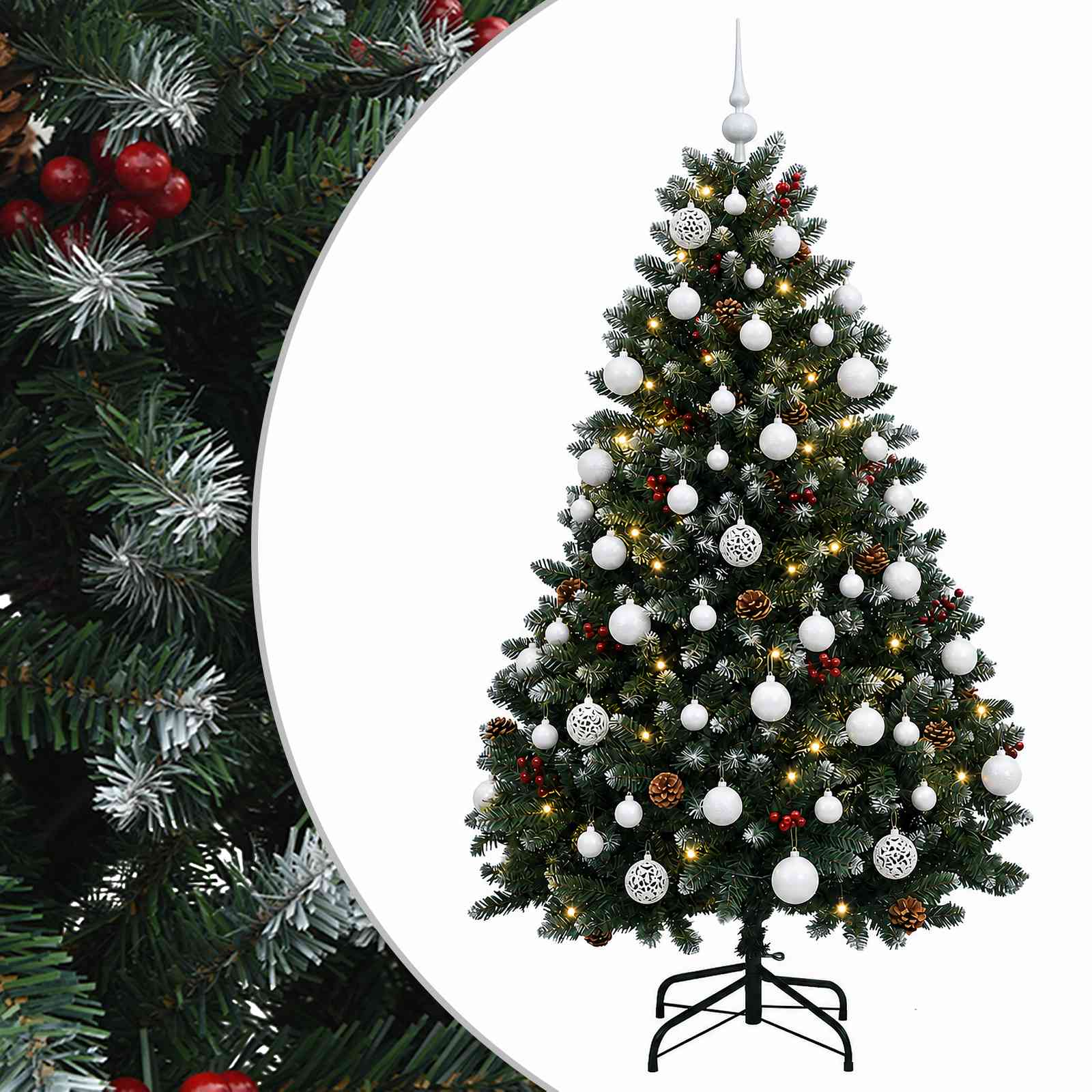 vidaXL Umelý vianočný stromček zelený s vianočnými guľami 150 cm