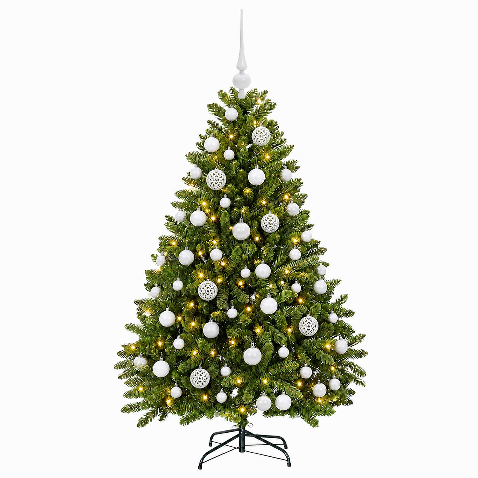 vidaXL Kunstkerstboom lichtgroen met kerstballen 120 cm 150 LED's groen, foto 4