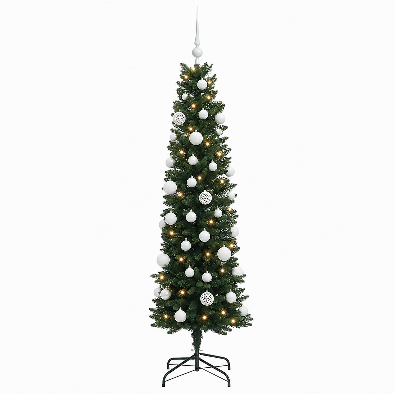 Umetno ozko božično drevesce z božično kroglico 150 cm 150 LED
