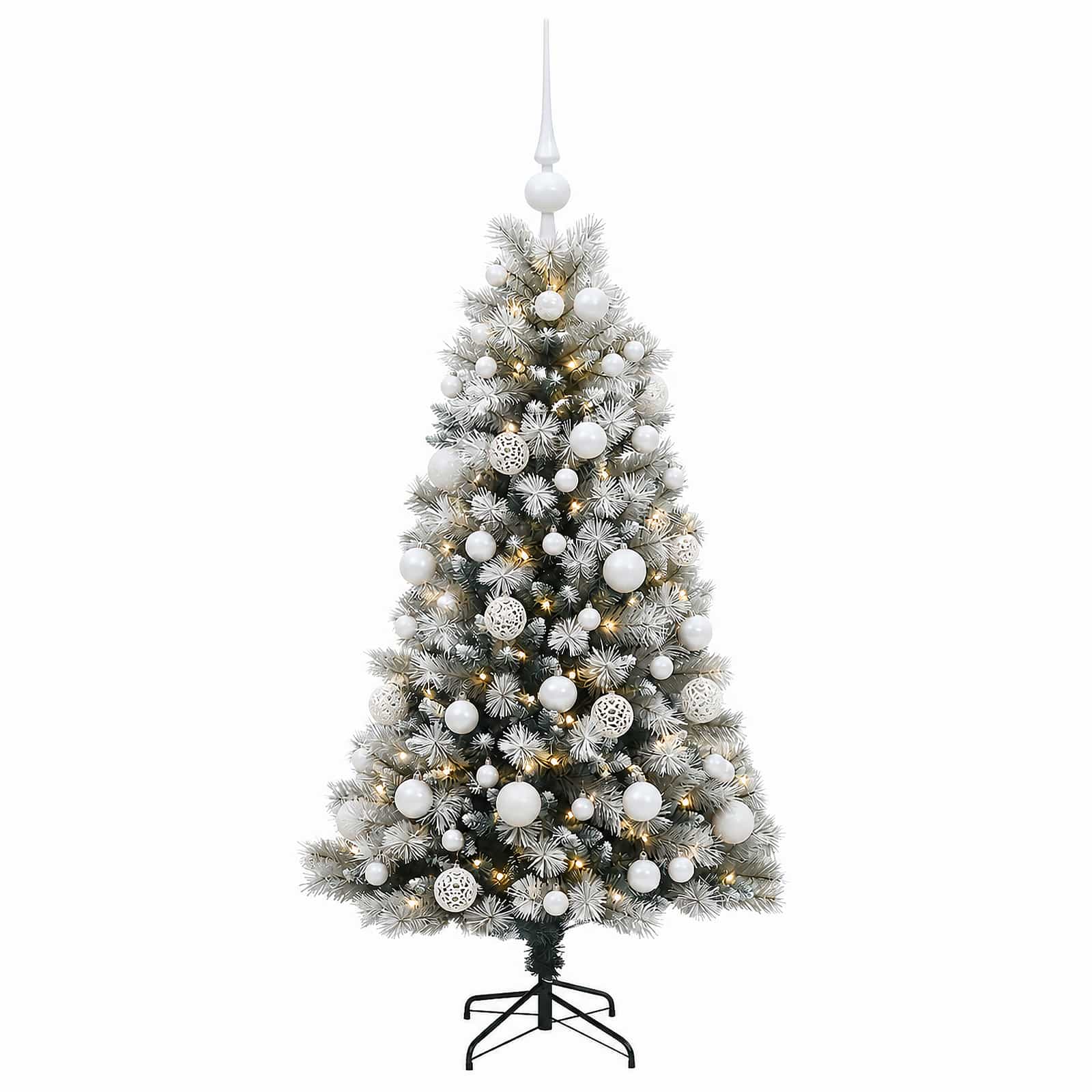 Umetno božično drevo s kroglicami in zložljivimi vejami 150 cm
