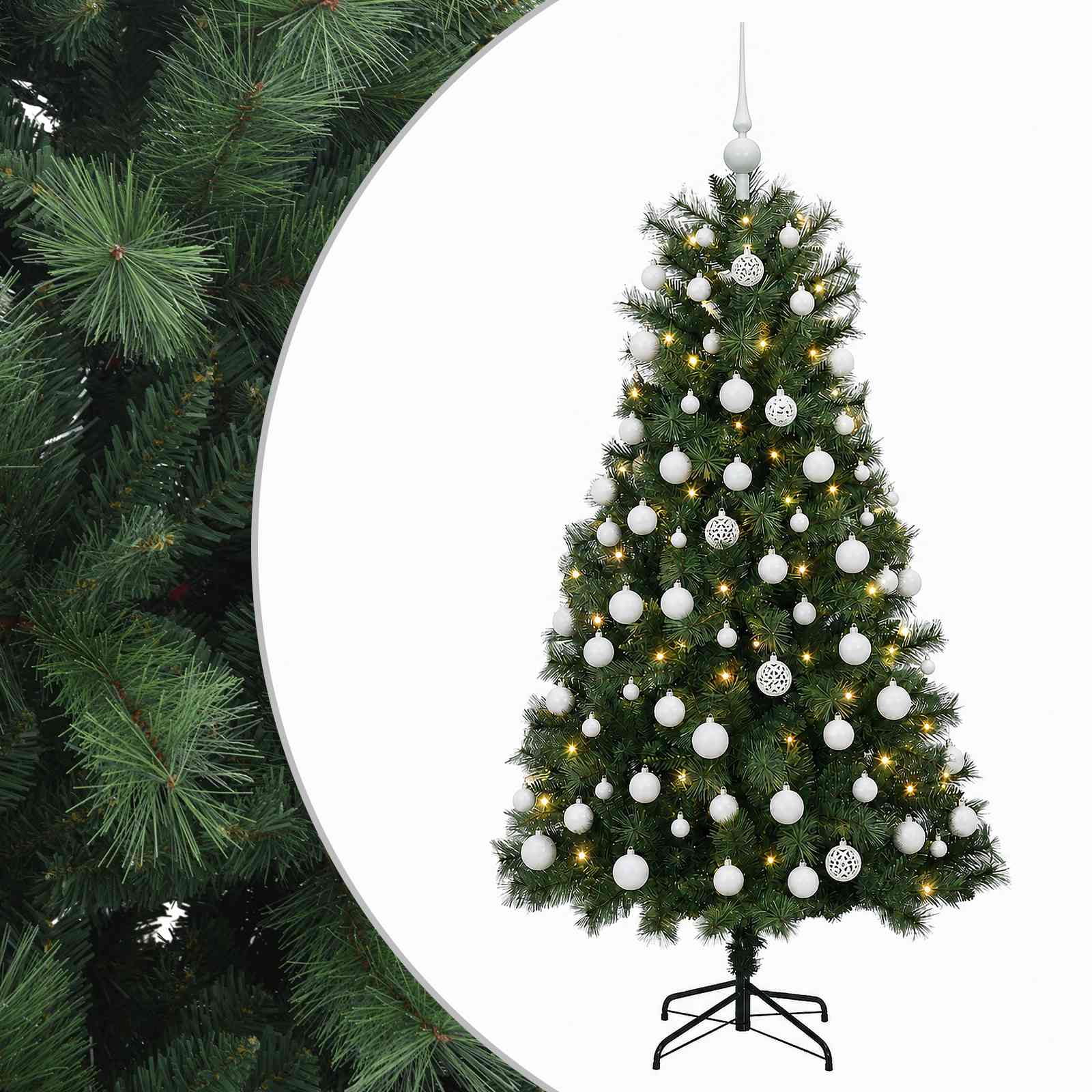 vidaXL Umelý kĺbový vianočný stromček s vianočnými guľami 150 cm