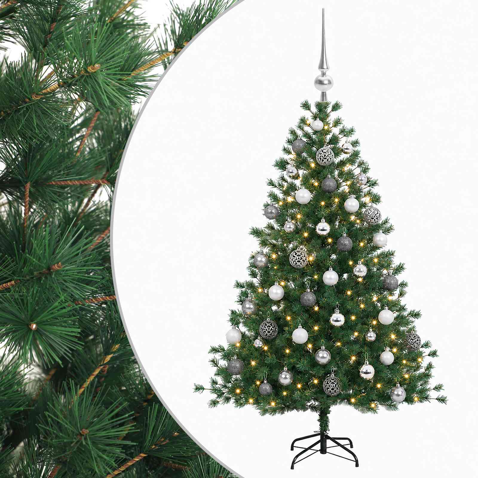 Umetna božična jelka z bučko 150 cm 150 LED Toplo bela
