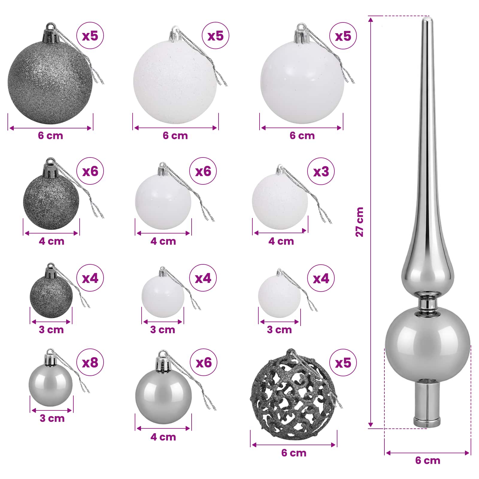 Umjetno božično drevo z okrasnimi kroglami 120 cm 150 LED
