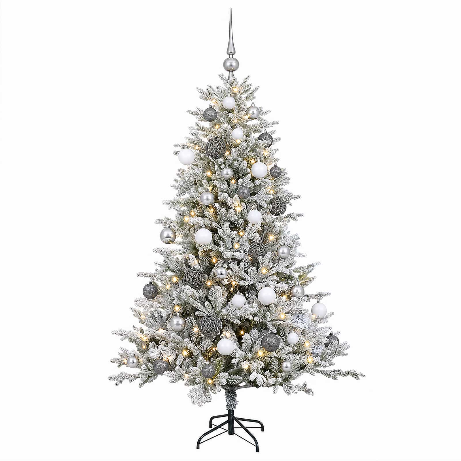 Umjetno božično drevo z okrasnimi kroglami 150 cm 150 LED
