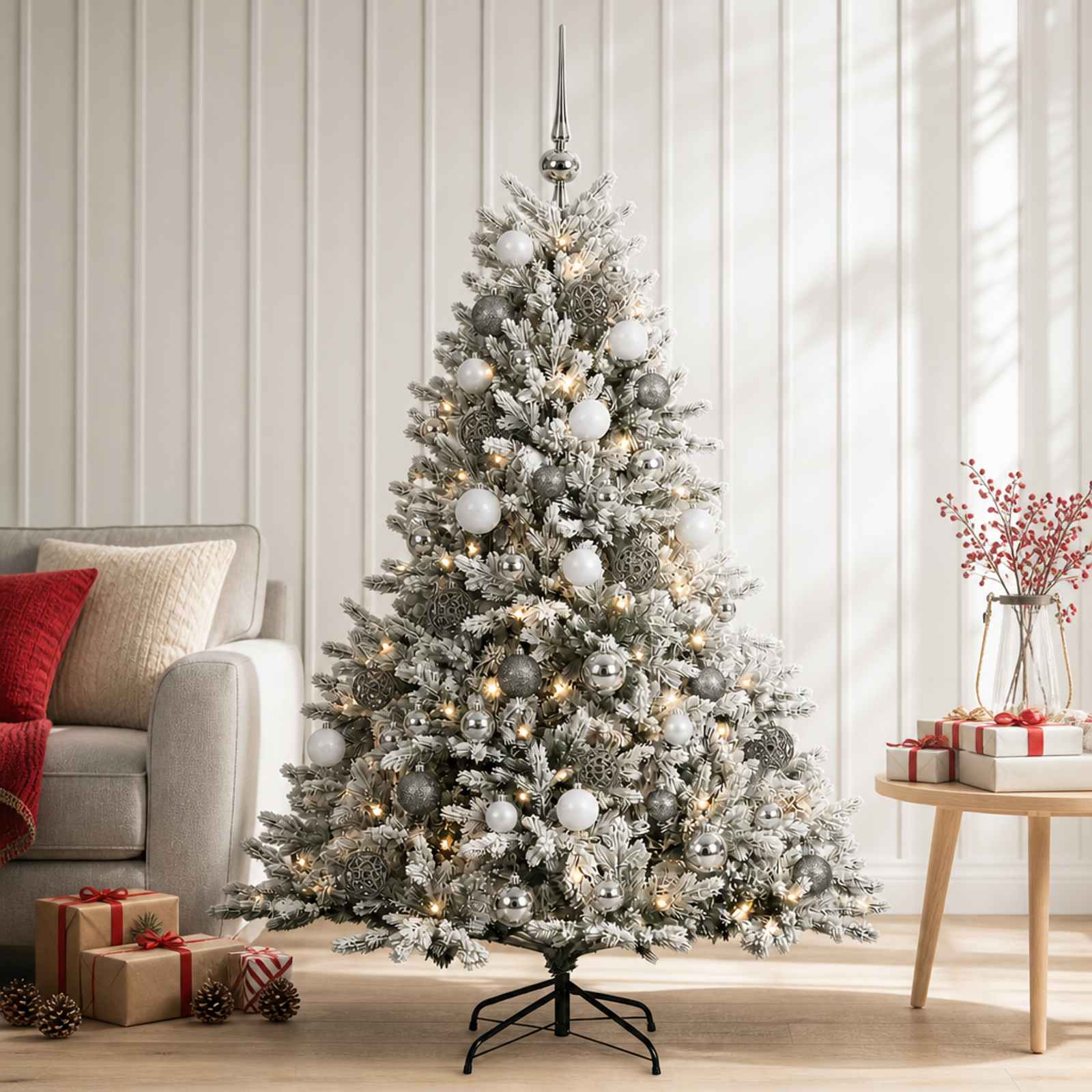 Umetna božična jelka z bučko 150 cm 150 LED Toplo bela