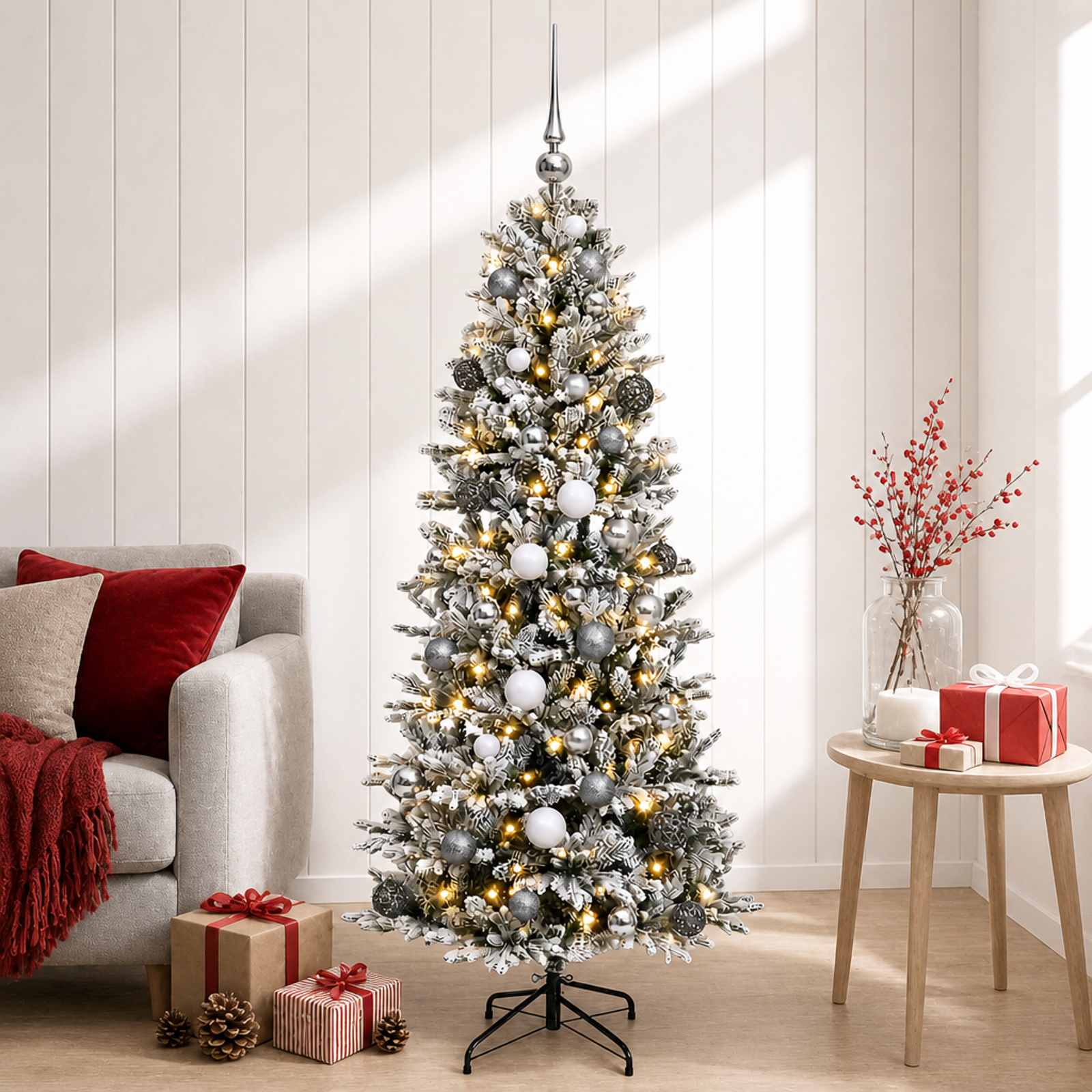 Umetna božična jelka z bučko 150 cm 150 LED Toplo bela