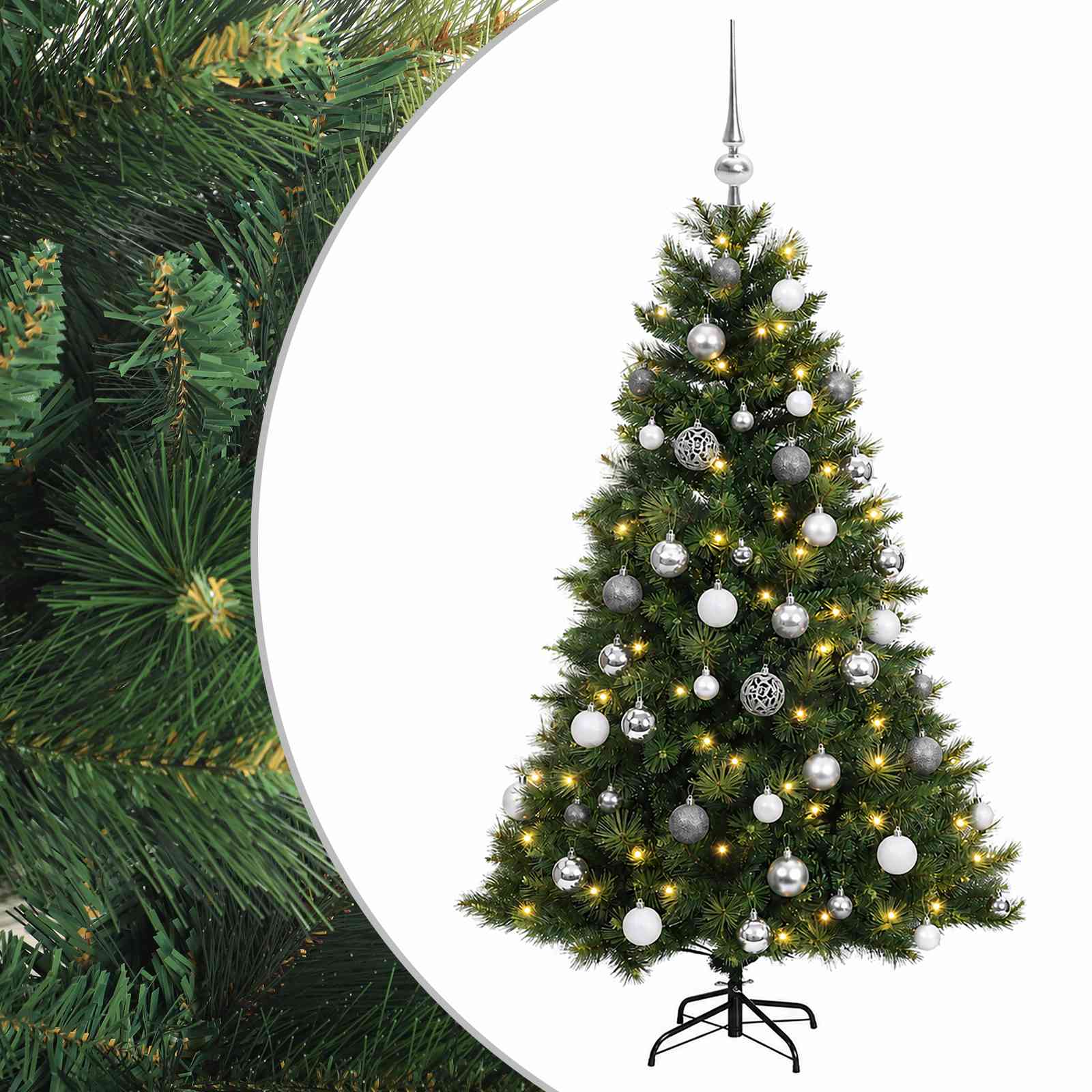 Umetna božična jelka z bučko 150 cm 150 LED Toplo bela