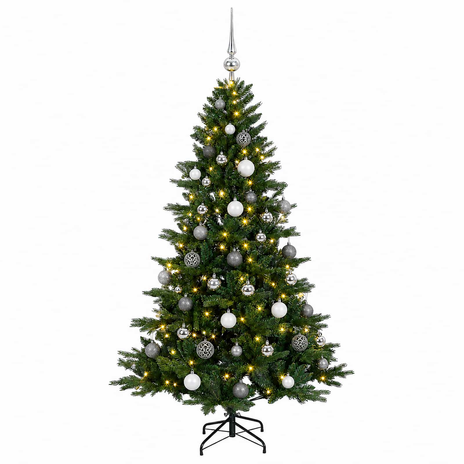 Umetna božična jelka z bučko 120 cm 150 LED Toplo bela