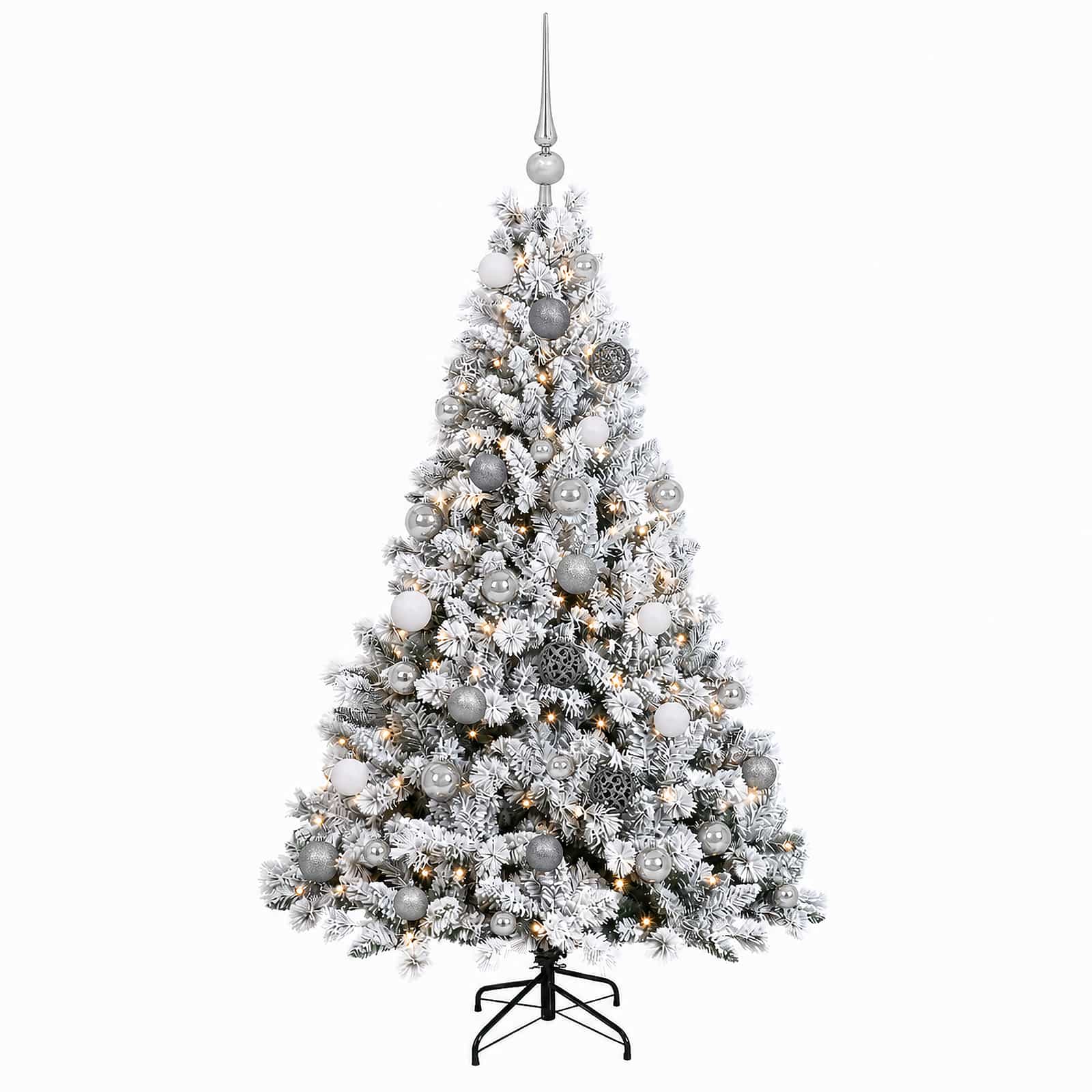 Umjetno božično drevo z okrasnimi kroglami 120 cm 150 LED